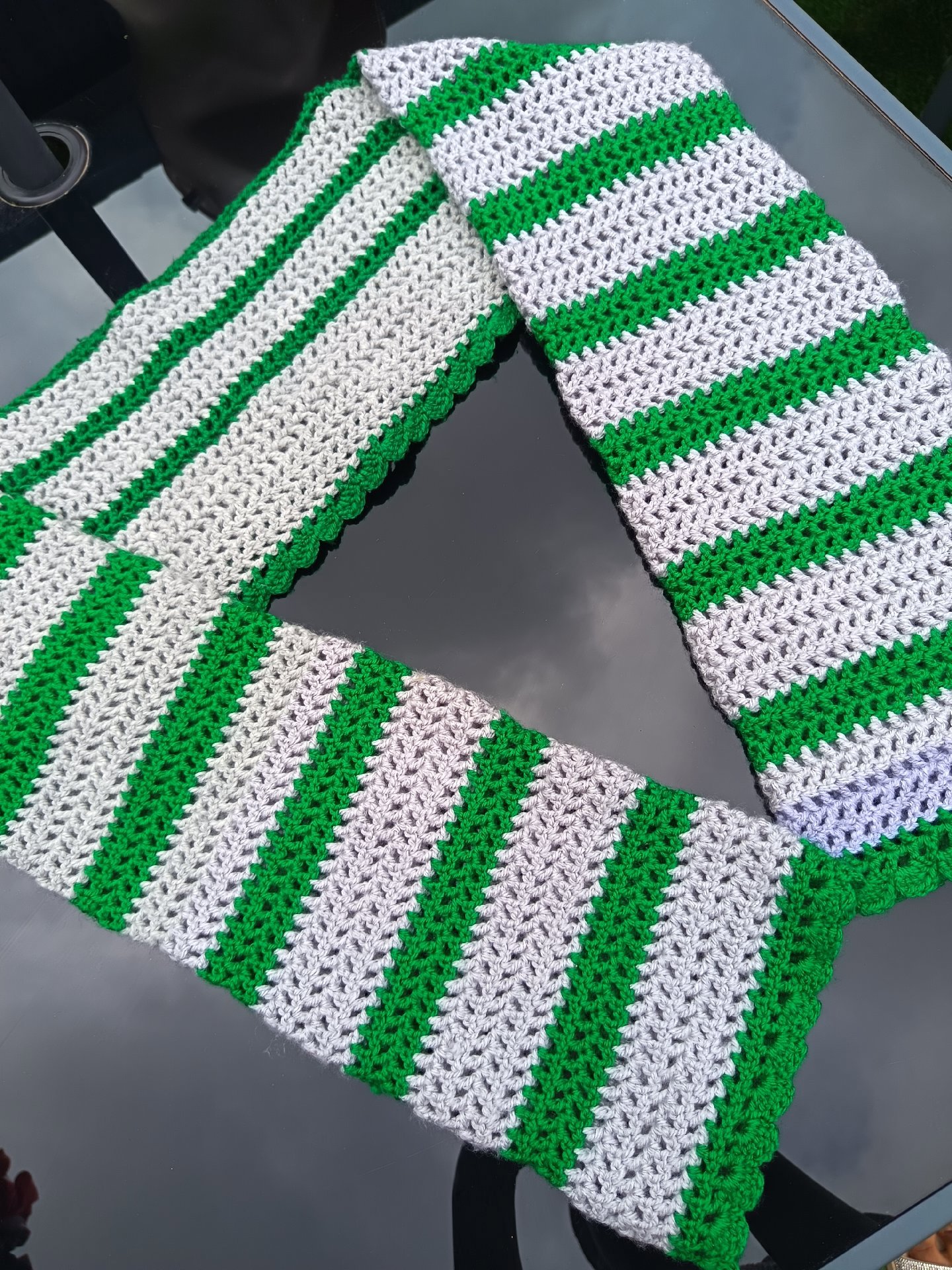 Handmade Crochet Crop Top Green and White Striped, Handmade, 10, Excellent condition — preloved on SilentSale®