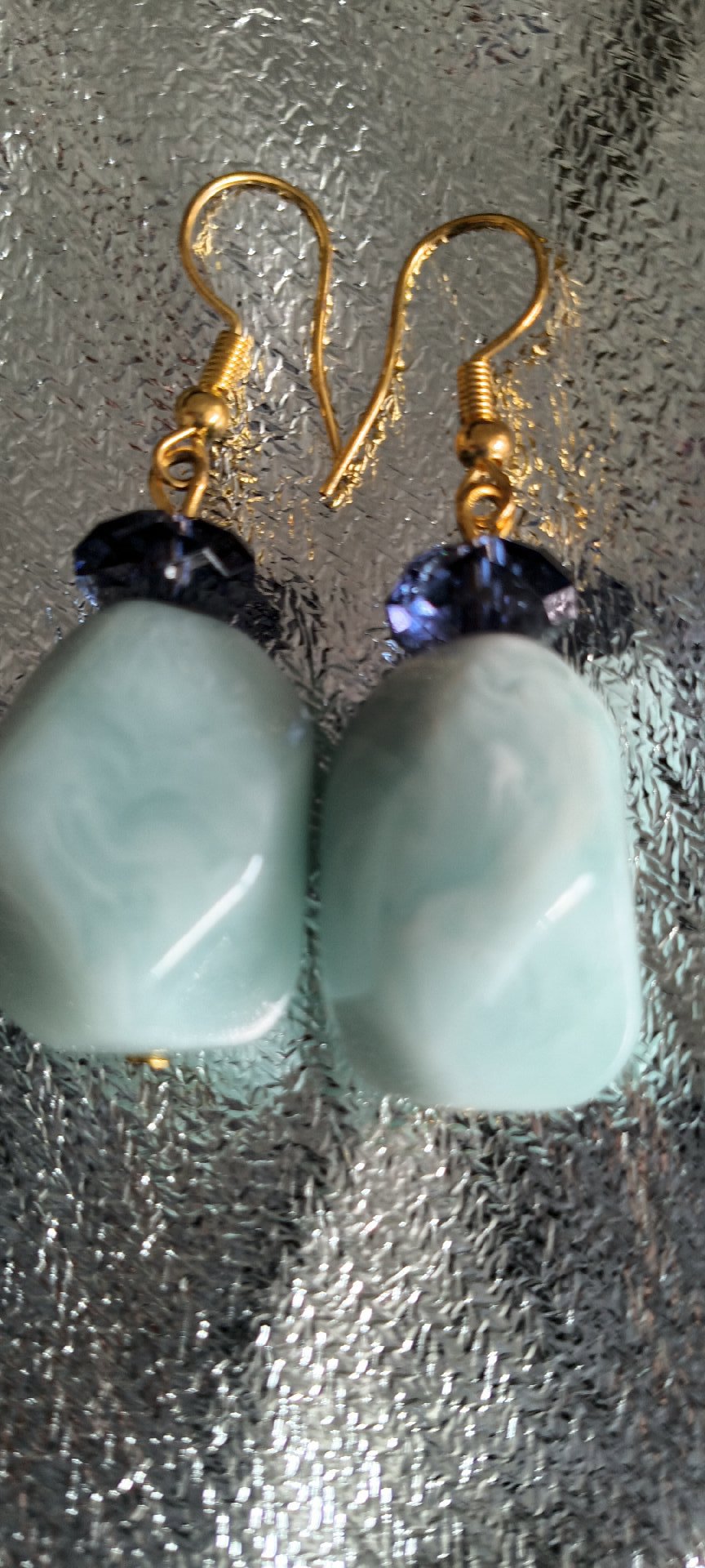 Blue Stone Drop Earrings with Gold Hooks, Gold, One Size, Excellent condition — preloved on SilentSale®