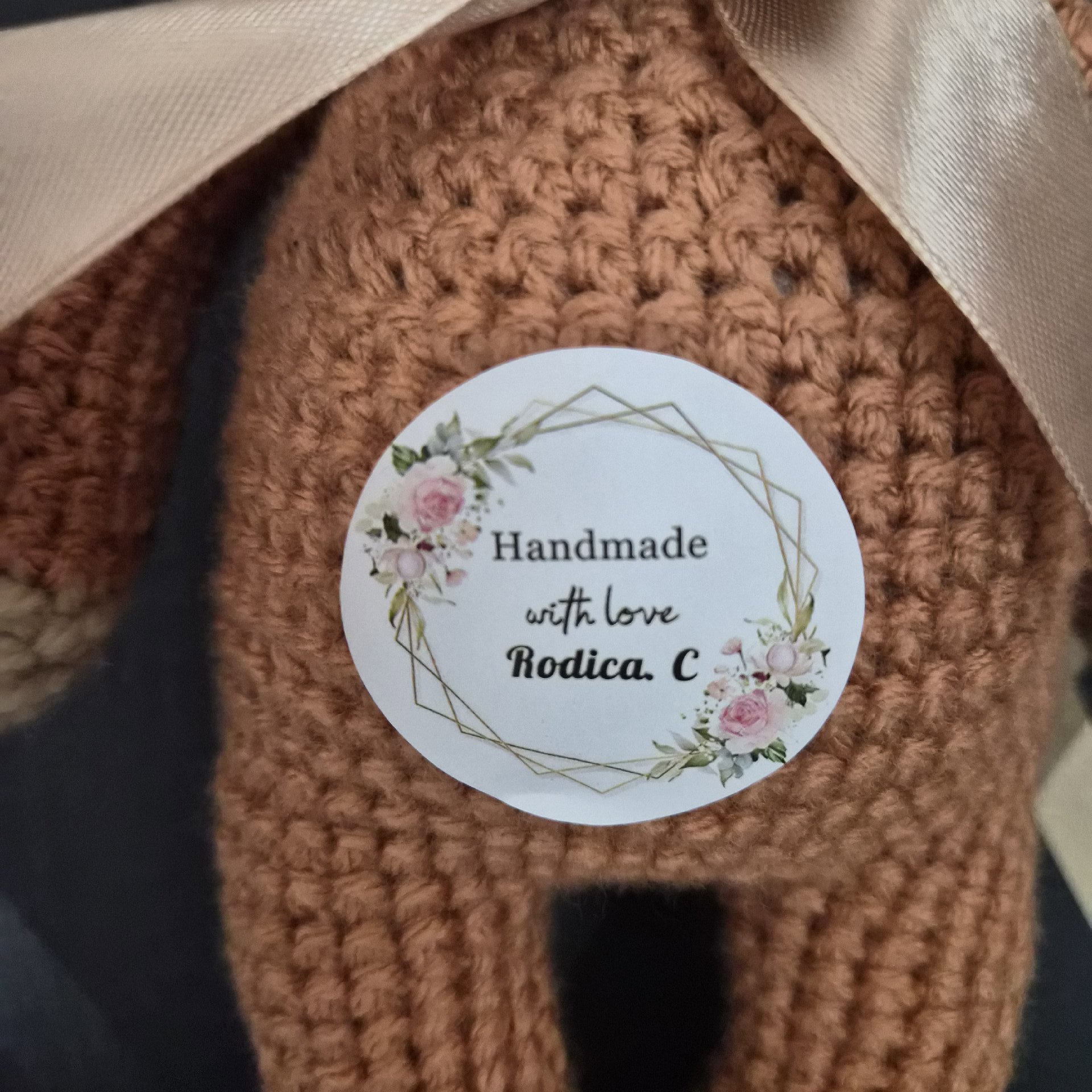 Handmade Crochet Brown Cow Soft Toy with Flower and Bow, handmade beautiful crochet, 6 years, New condition — preloved on SilentSale®