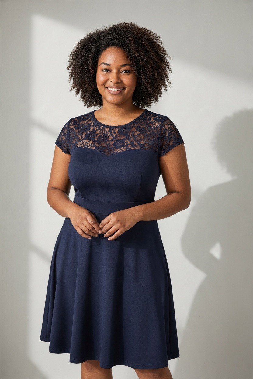 Anna Field Navy Blue Lace Detail Dress – UK 26, Anna Field, 26, New condition — preloved on SilentSale®