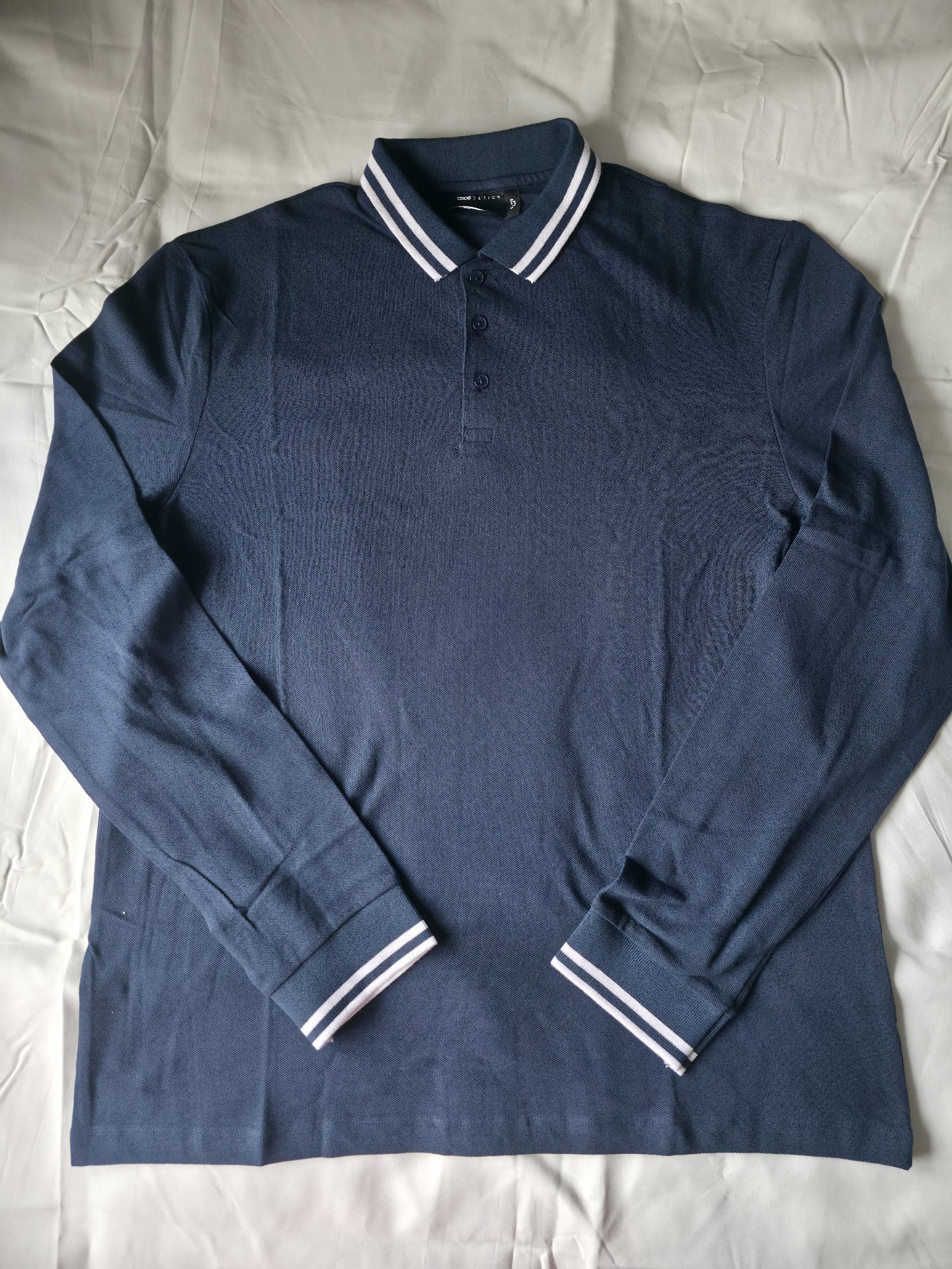 Men’s Navy Long Sleeve Polo, ASOS Design, S, New condition — preloved on SilentSale®