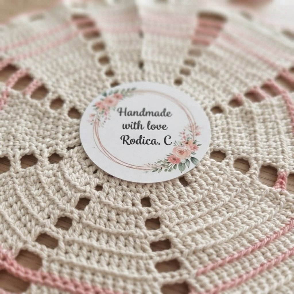 Handmade Crochet Doily White and Pink, Handmade, Small, Excellent condition — preloved on SilentSale®