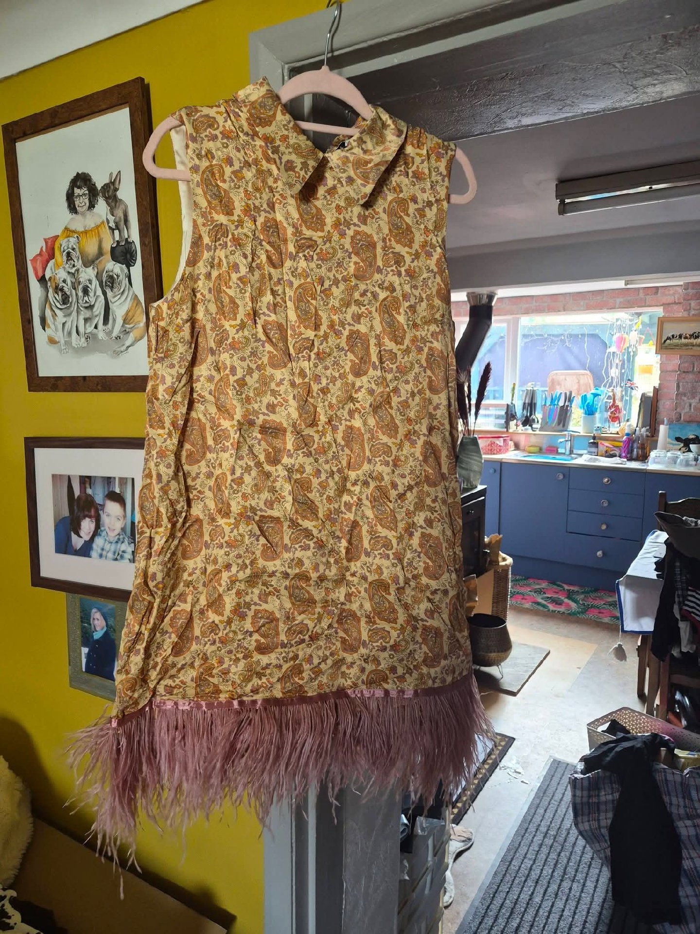 Maude Club Sleeveless Paisley Print Dress with Feather Hem – Size L, Maude Club, L, New condition — preloved on SilentSale®