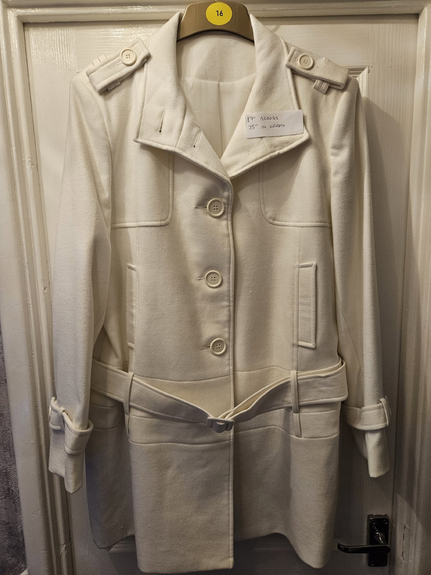 Cream Wool Blend Belted Coat – Size 16, Unbranded, 16, New condition — preloved on SilentSale®