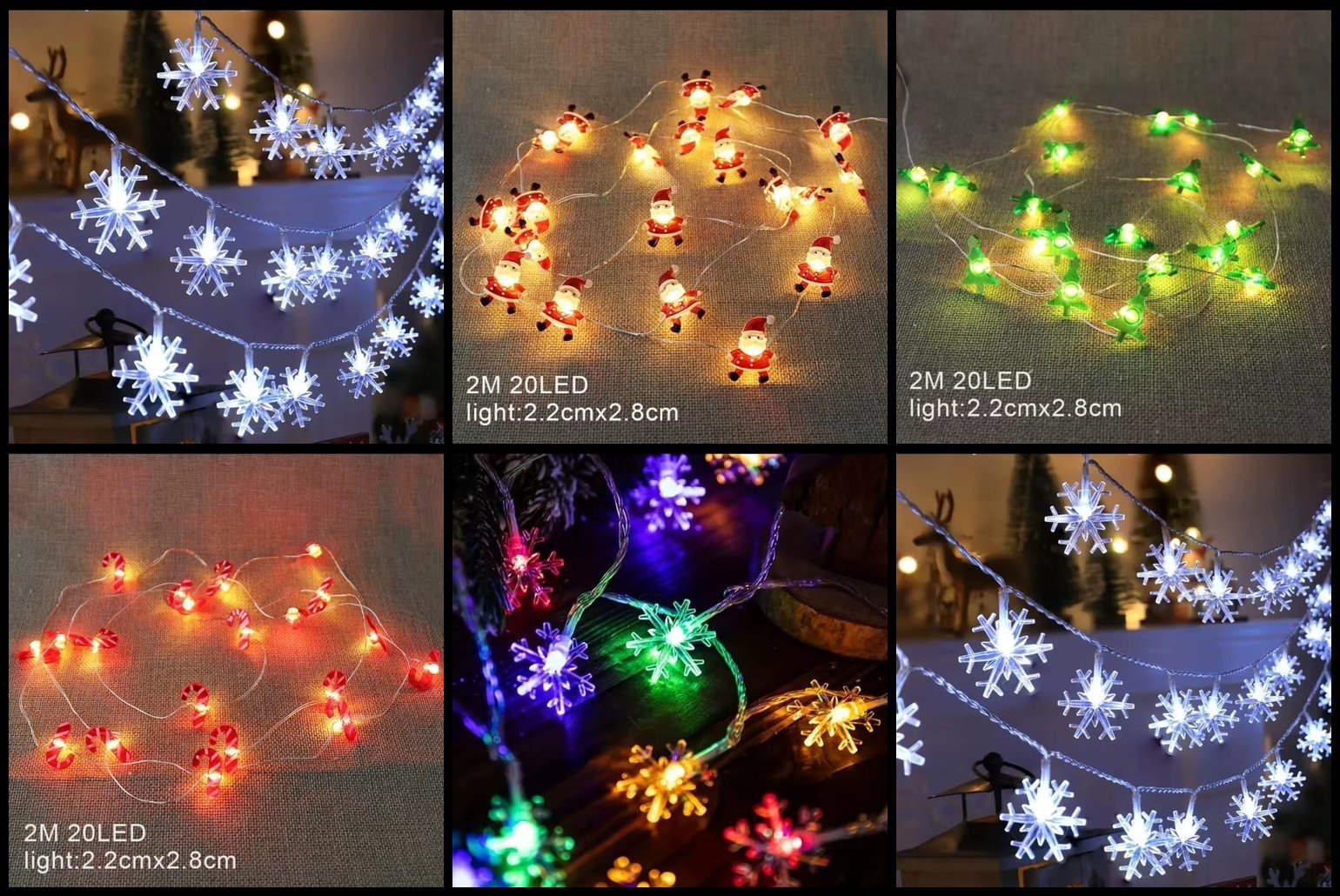 Christmas LED String Lights Set with Snowflakes, Santa, Candy Cane & Tree, Unbranded, A, New condition — preloved on SilentSale®