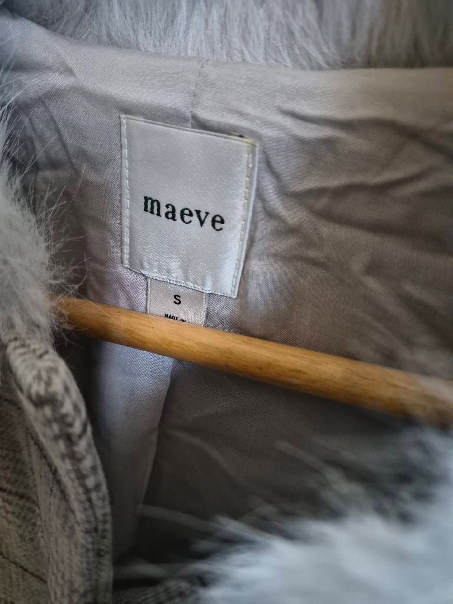 Maeve Check Faux Fur Collar Jacket – Size S, Maeve, S, New condition — preloved on SilentSale®