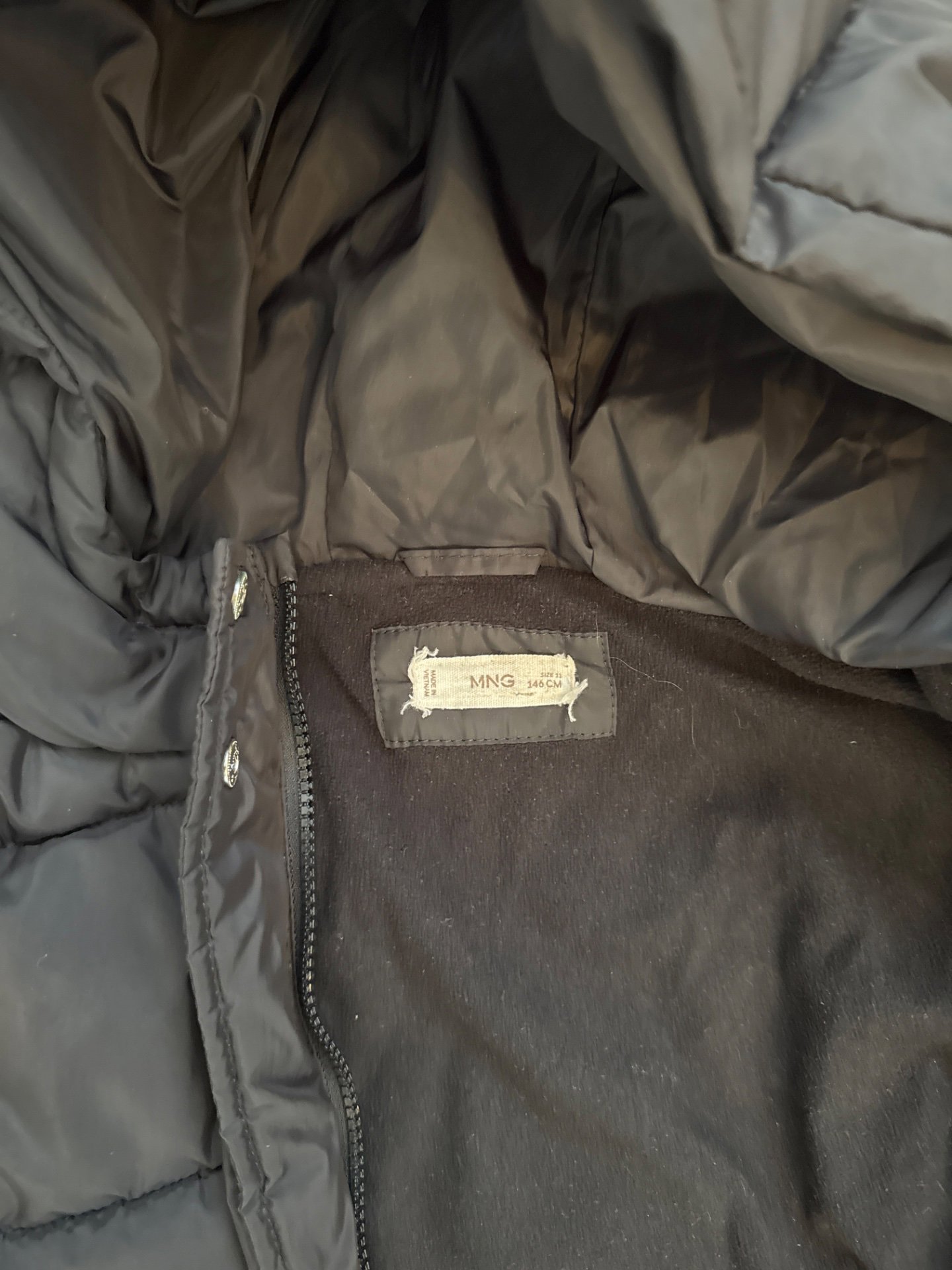 Mango Black Hooded Puffer Coat, Unbranded, 11 years, Good condition — preloved on SilentSale®