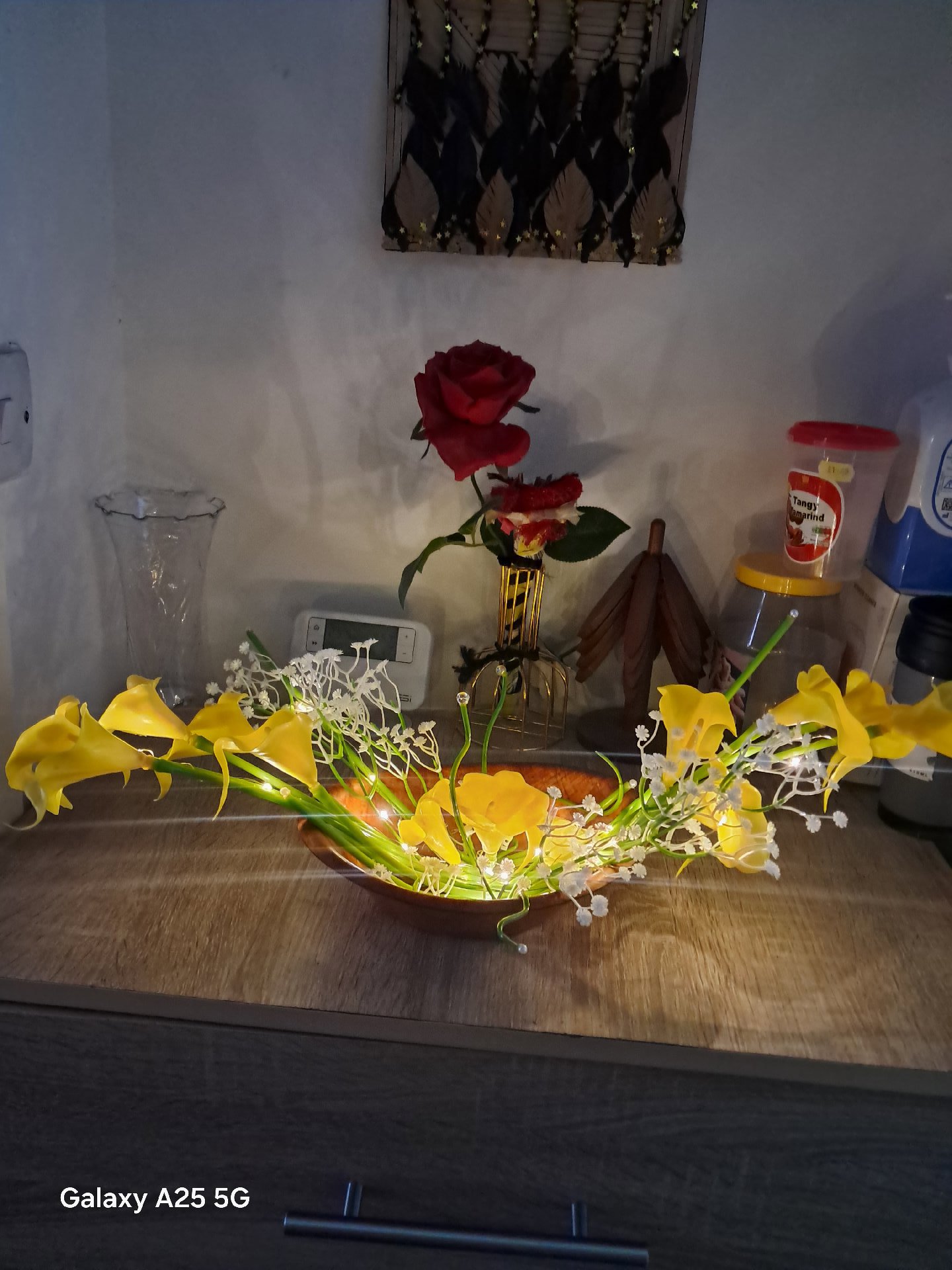 Artificial Yellow Calla Lily Floral Arrangement in Wooden Bowl, selfmade, One Size, Excellent condition — preloved on SilentSale®
