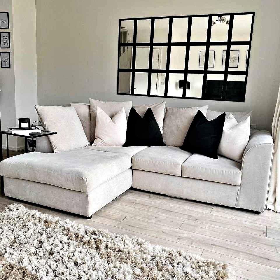 Light Beige Fabric Dylan Corner Sofa with Cushions, comfy, Large, New condition — preloved on SilentSale®