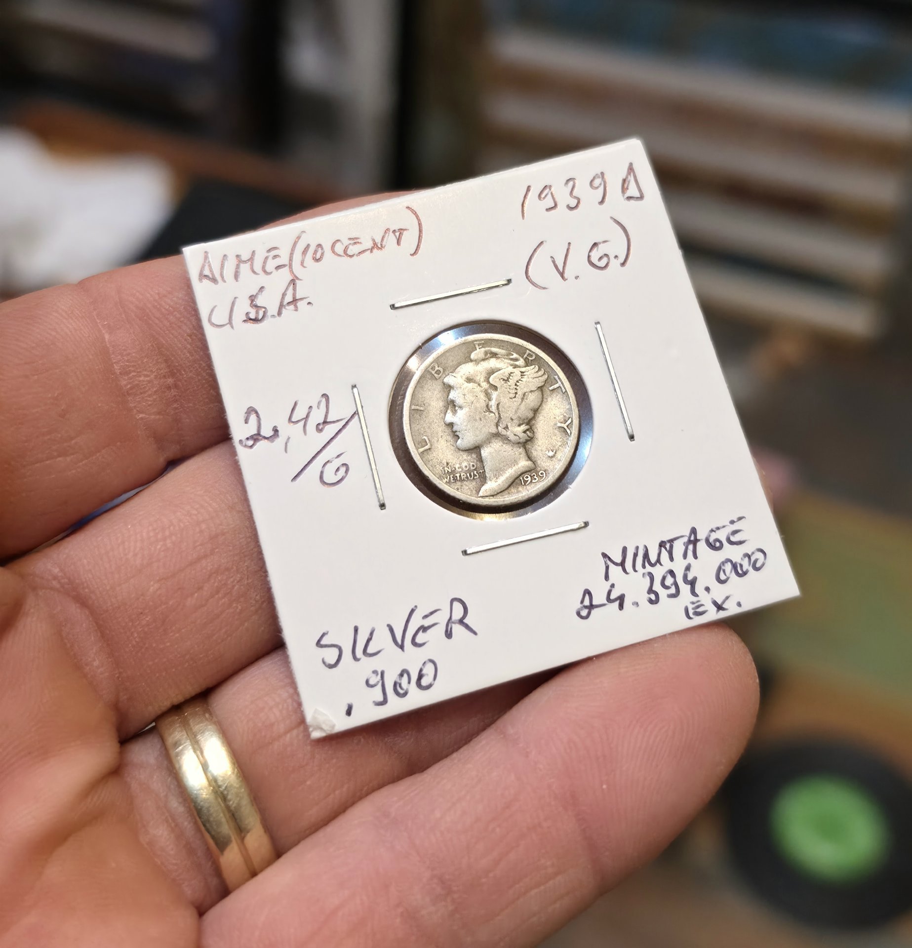 1939 Mercury Dime 10 Cent 0.900 Silver Coin VG Grade, Mercury, One Size, Good condition — preloved on SilentSale®