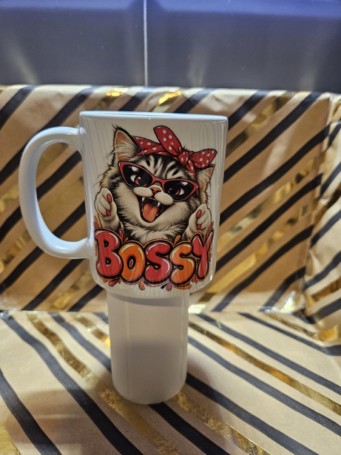 Ceramic Mug with 'Bossy' Cat Design, Unbranded, One Size, New condition — preloved on SilentSale®