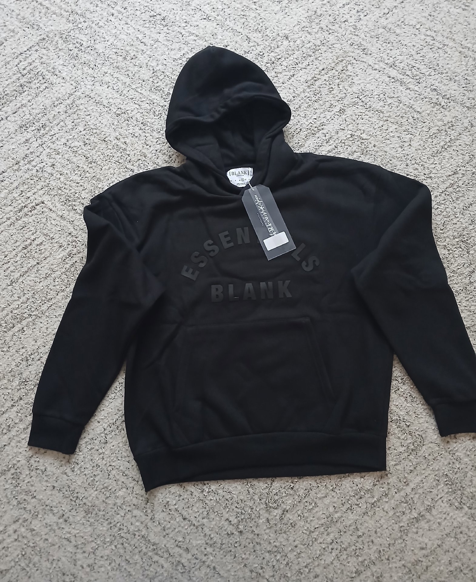 Blank Essentials Black Hoodie Large, Blank Essentials, L, New condition — preloved on SilentSale®