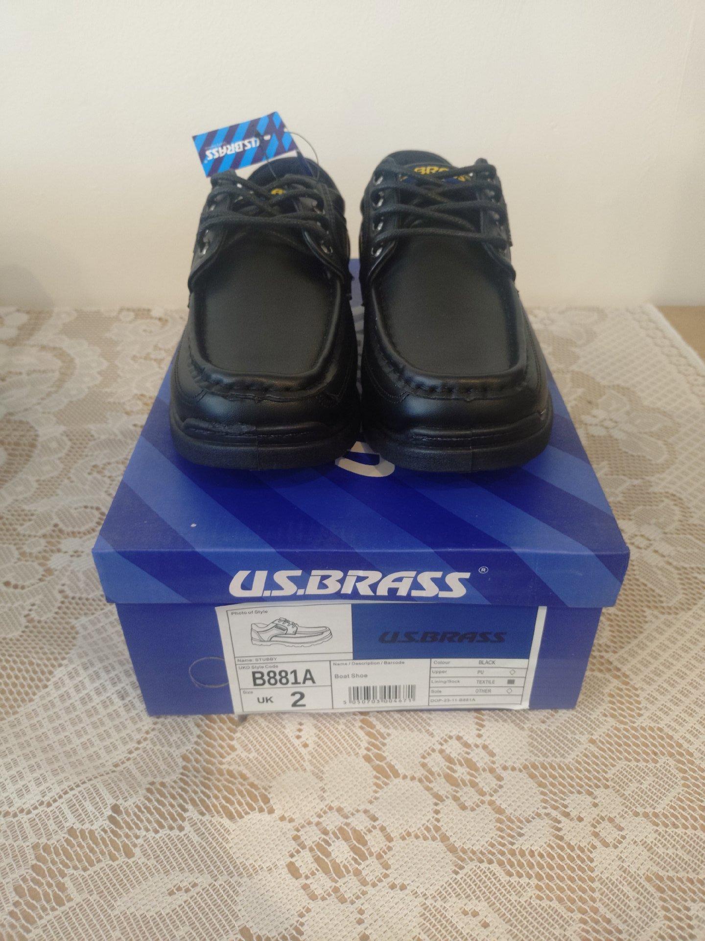 U.S. Brass Black Boat Shoes – UK 2, U.S. Brass, 2 (Senior), New condition — preloved on SilentSale®
