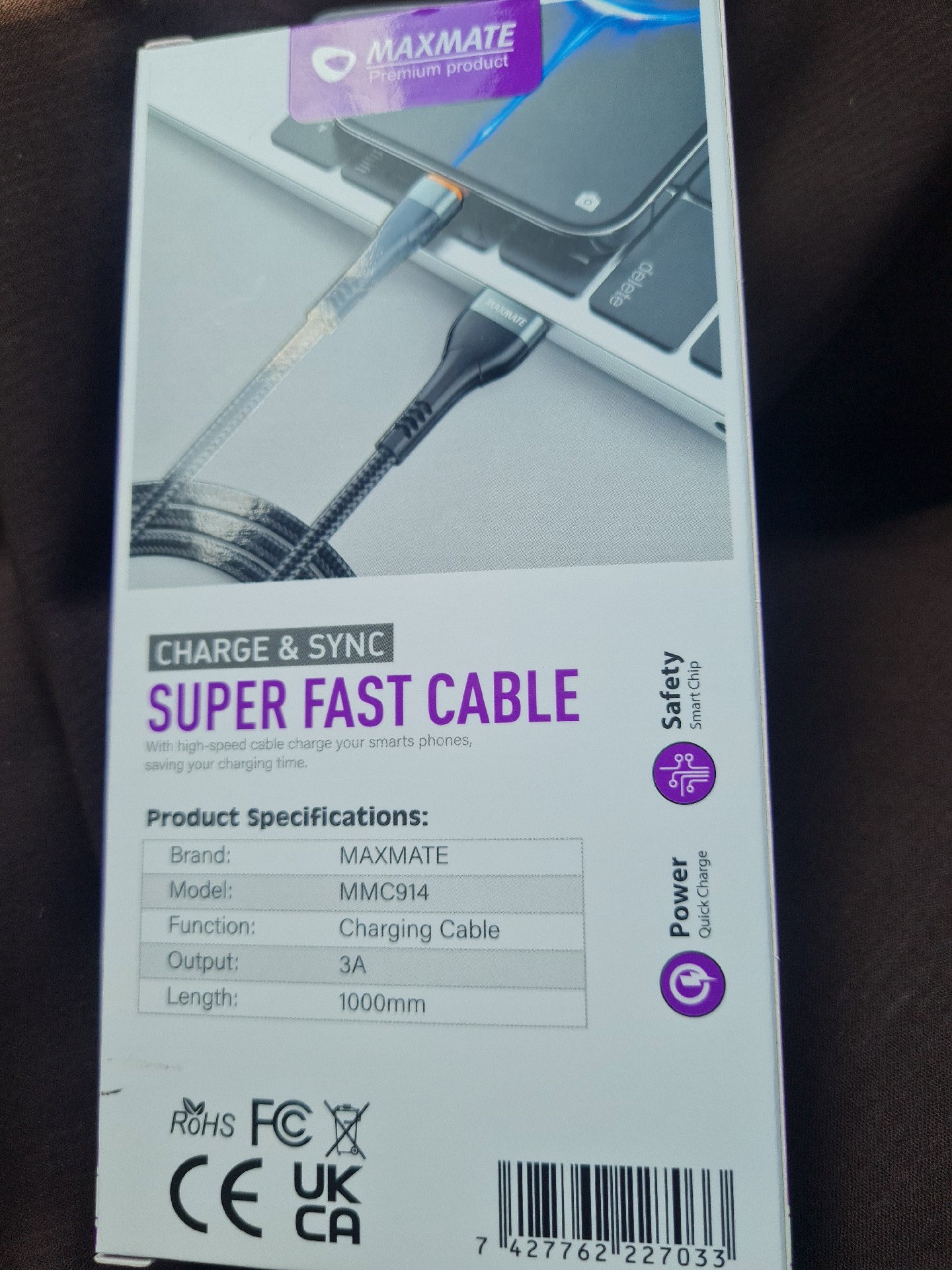 Maxmate MMC914 Type-C Super Fast Charging Cable 1m, Maxmate, 3A, New condition — preloved on SilentSale®