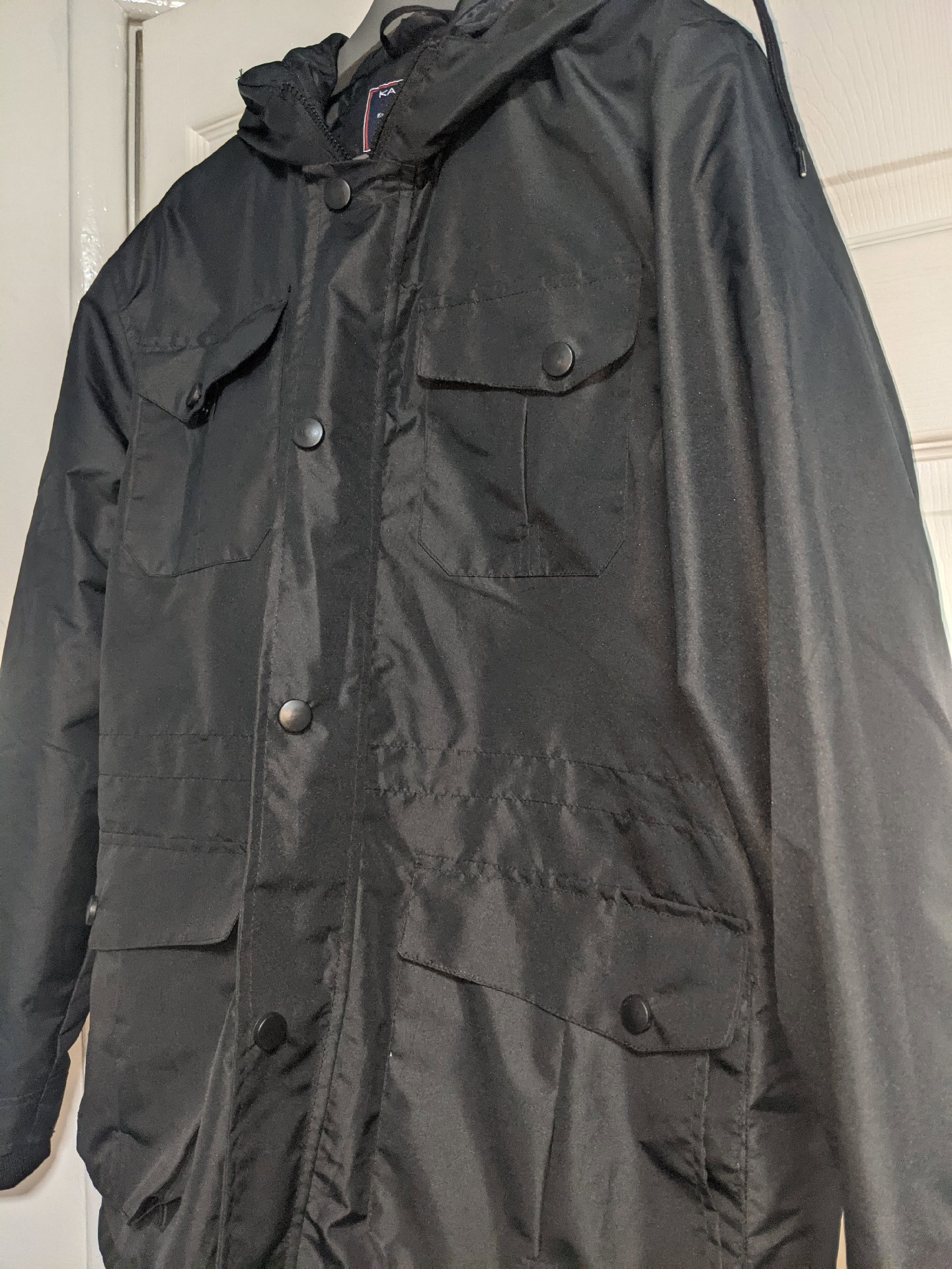 Kam Jeans Black Hooded Winter Jacket – Size L, Kam Jeans, L, New condition — preloved on SilentSale®