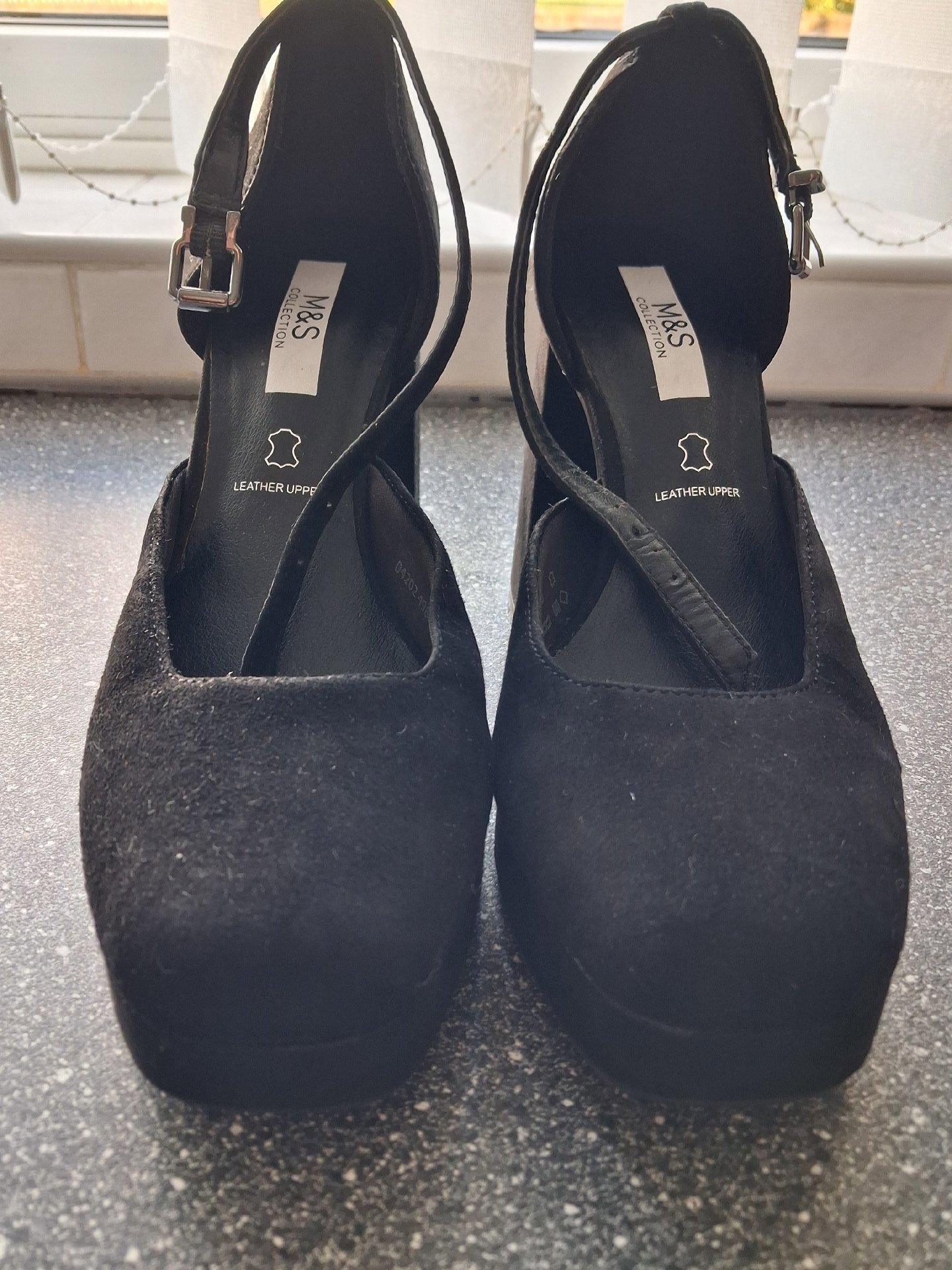M&S Collection Black Leather Upper Block Heel Shoes – UK 5, M&S Collection, 5, Like New condition — preloved on SilentSale®