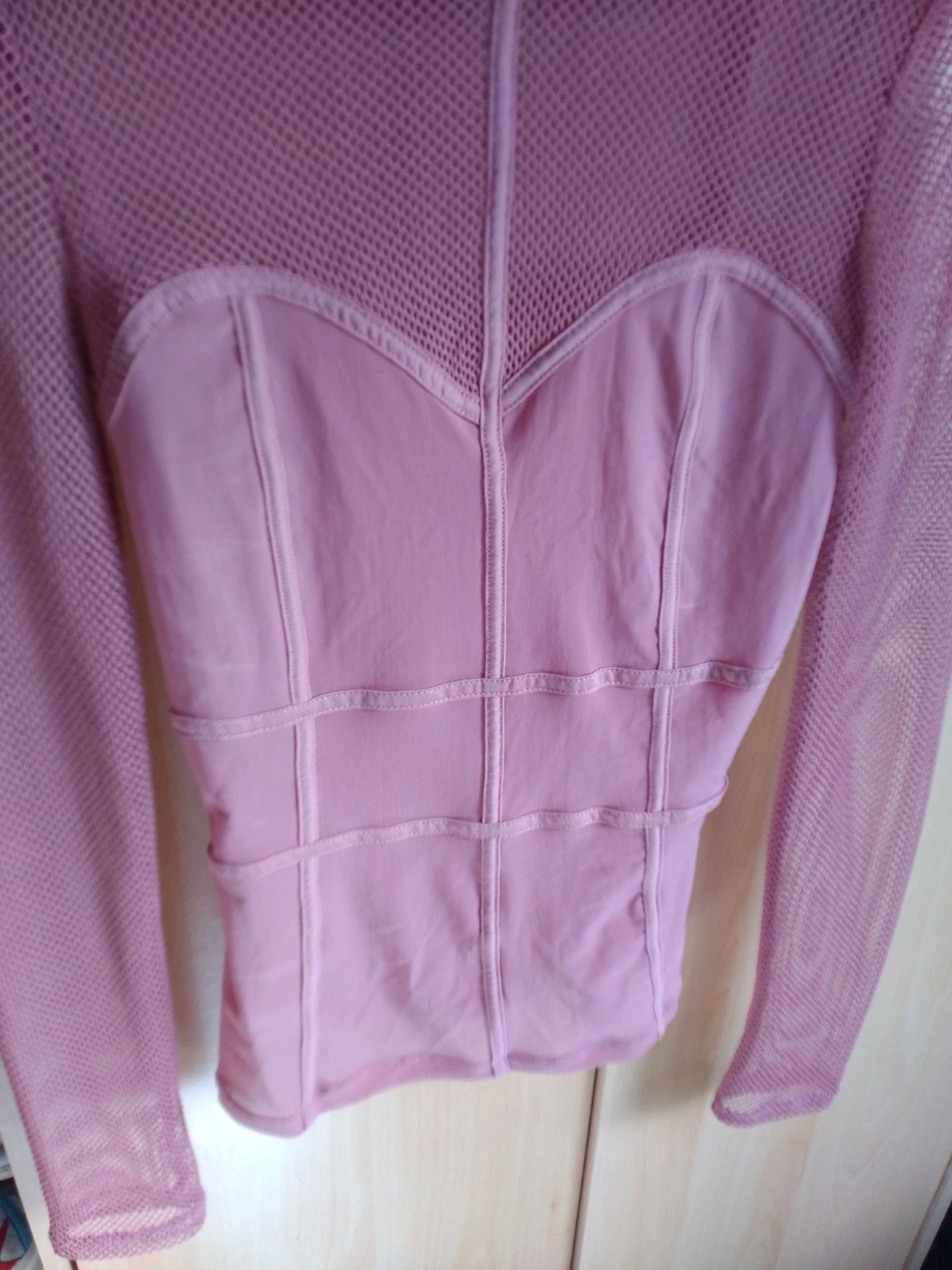 River Island Pink Mesh Long Sleeve Corset Detail Top Size 8, River Island, 8, Good condition — preloved on SilentSale®