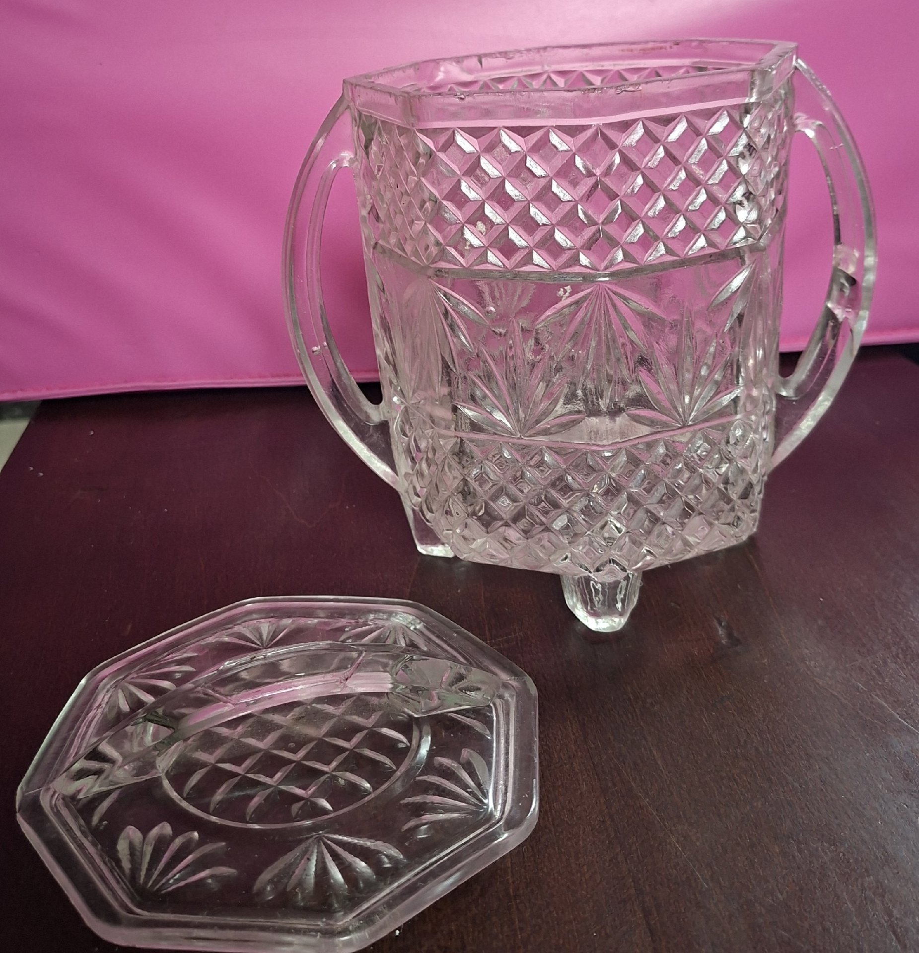 Vintage Cut Glass Biscuit Barrel with Lid, Vintage, One Size, Good condition — preloved on SilentSale®