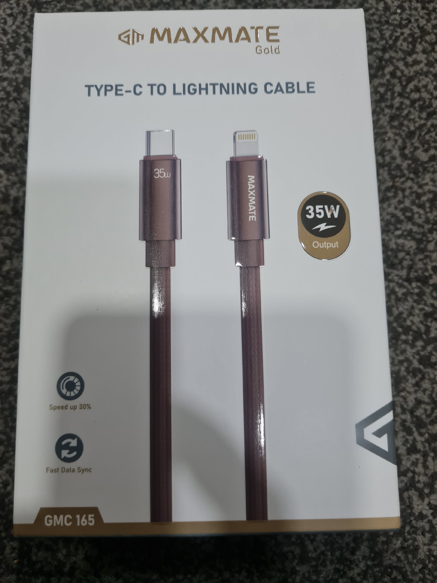 Maxmate Gold Type-C to Lightning Cable 35W Fast Charge, Maxmate, 1m, New condition — preloved on SilentSale®