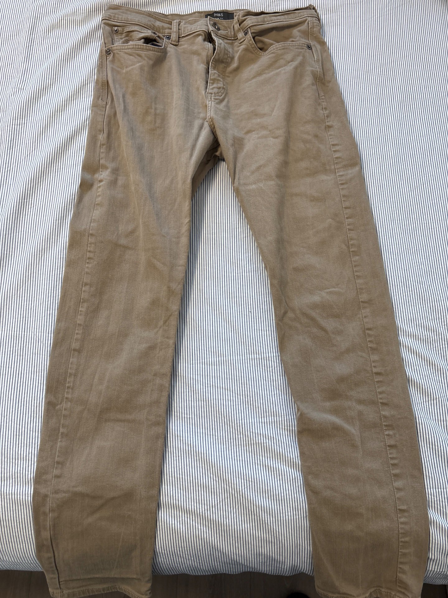M&S Men's Beige Casual Trousers, Marks & Spencer, W34 L34, Good condition — preloved on SilentSale®