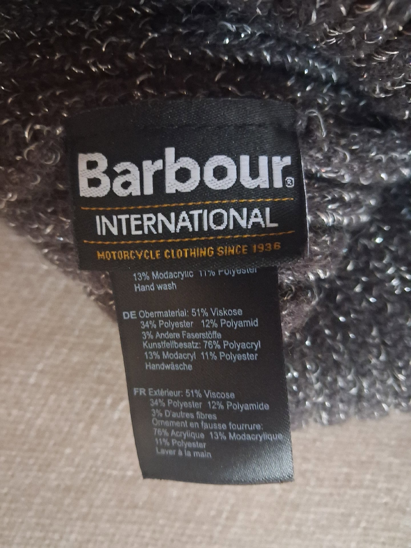 Grey Knitted Pom Pom Beanie Hat One Size, Barbour, M, Like New condition — preloved on SilentSale®