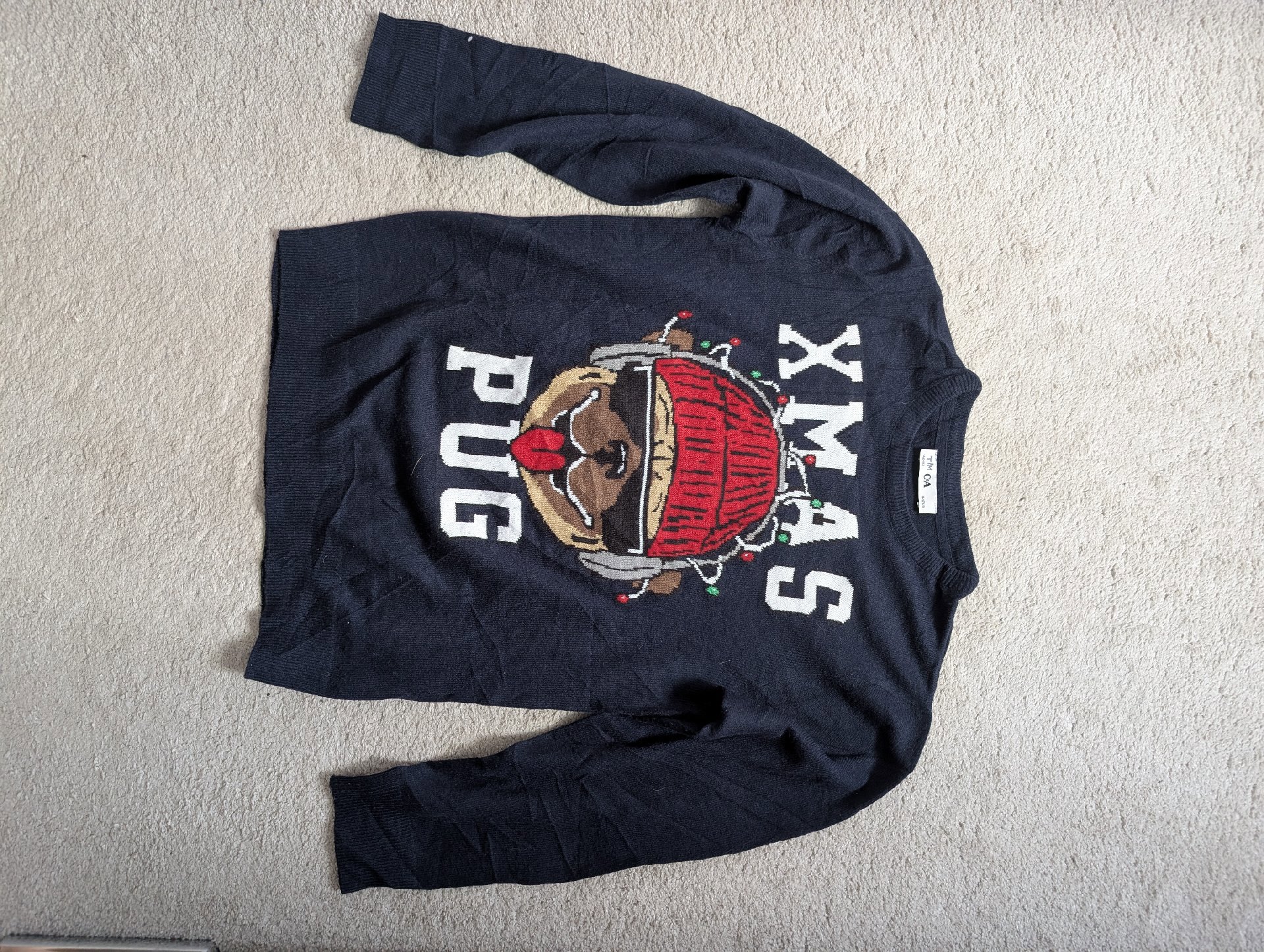 Tim CA Navy Christmas Pug Jumper – 146-152, Tim CA, 146-152, Excellent condition — preloved on SilentSale®