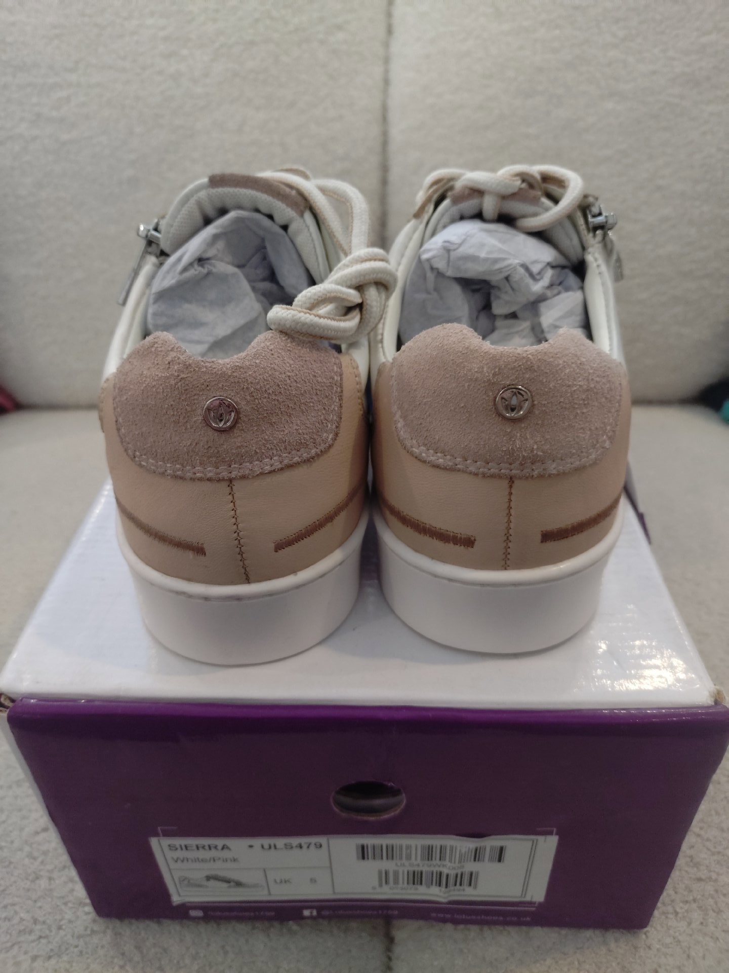 Lotus Sierra White and Pink Leather Trainers – UK 5, Lotus, 5, New condition — preloved on SilentSale®