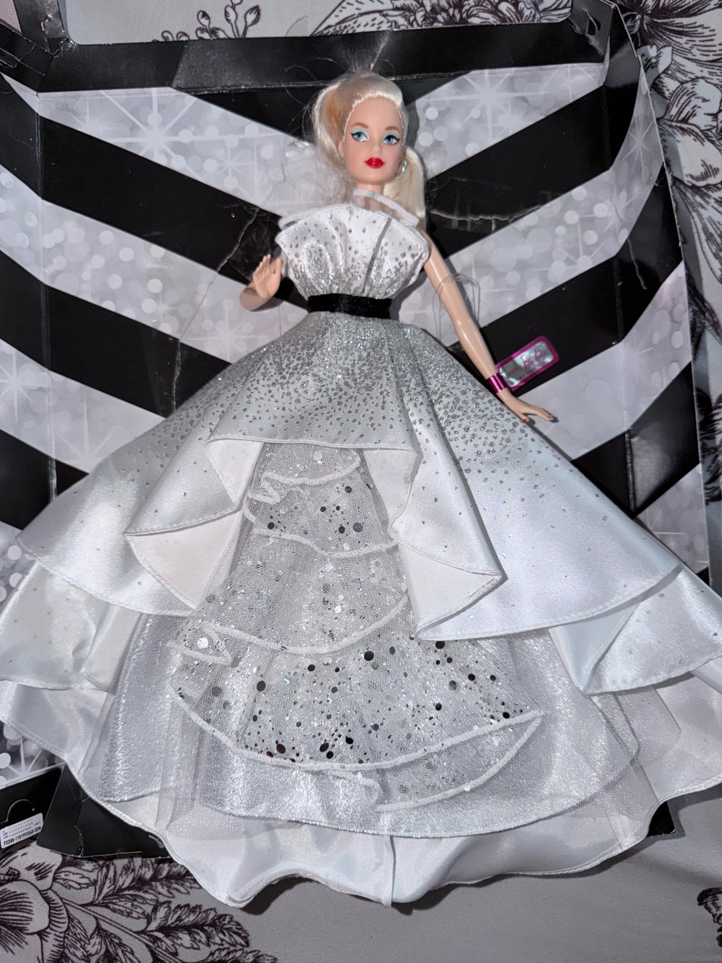 Barbie 60th anniversaryDoll in White Silver Glitter Evening Dress, Barbie, Newborn, Excellent condition — preloved on SilentSale®