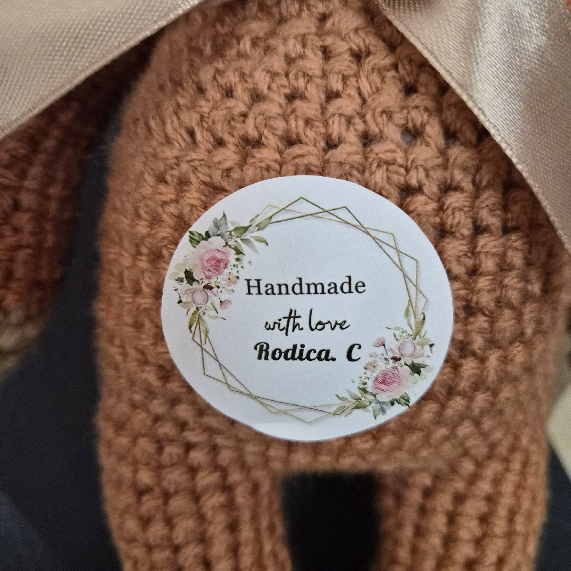 Handmade Crochet Brown Cow Soft Toy with Flower and Bow, handmade beautiful crochet, 6 years, New condition — preloved on SilentSale®