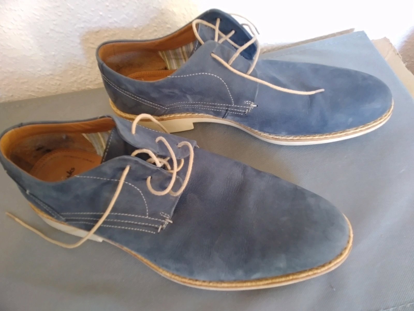 Clarks Blue Suede Derby Shoes Size 11 / Extralight Sole, Clarks, 11, Good condition — preloved on SilentSale®