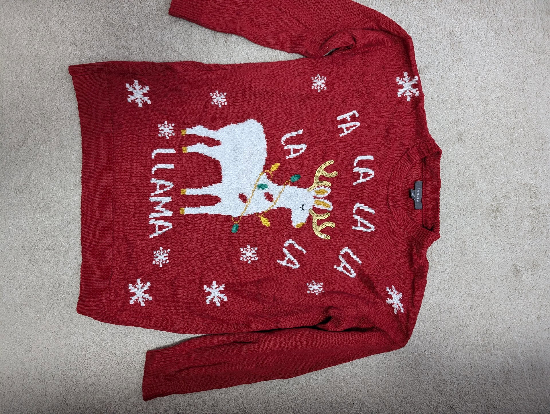 Primark Red Christmas Llama Jumper Sweater – Size S, Primark, S, Excellent condition — preloved on SilentSale®