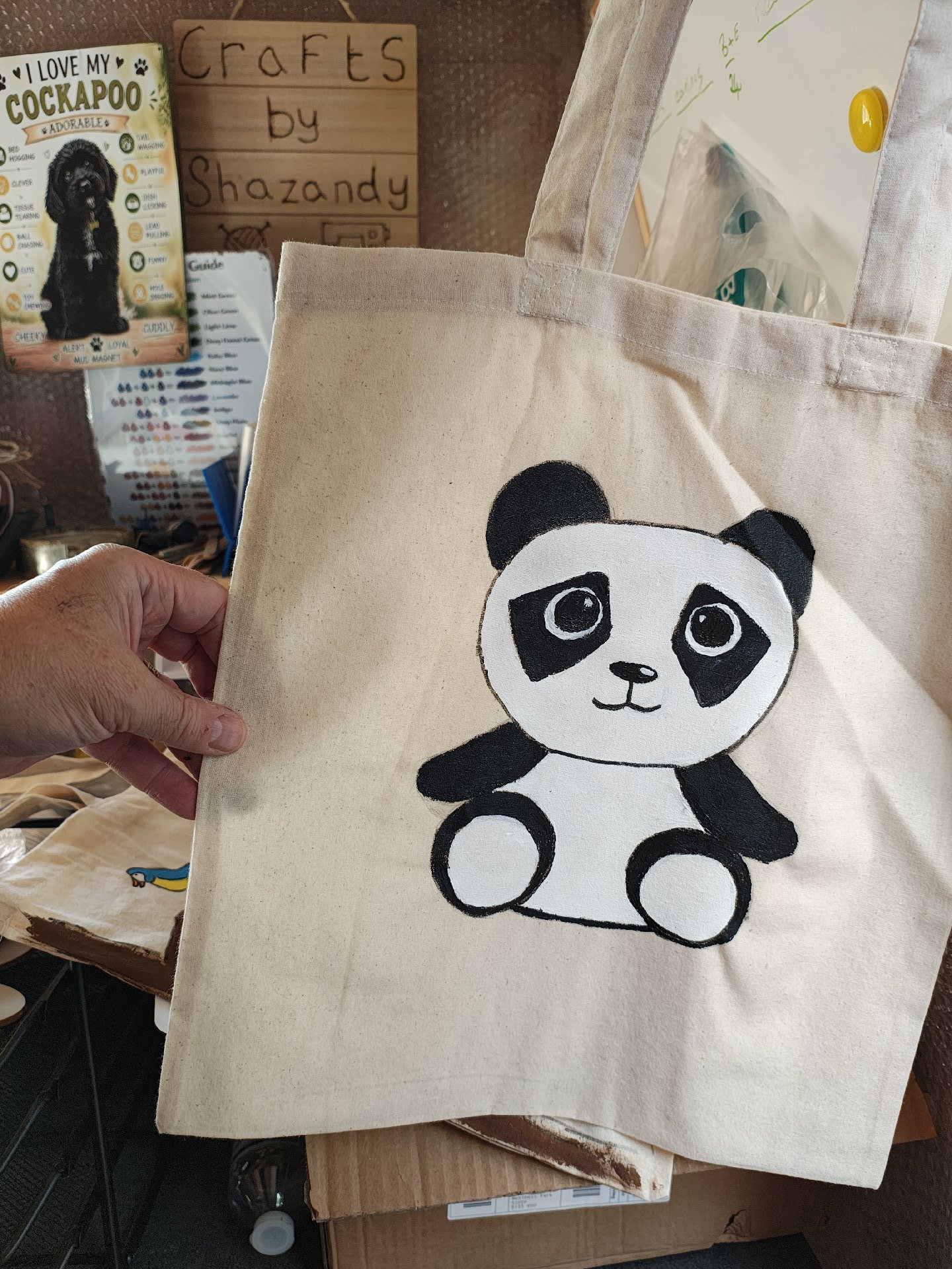 Canvas Tote Bag with Cute Panda Print, Canvas, Tote, New condition — preloved on SilentSale®
