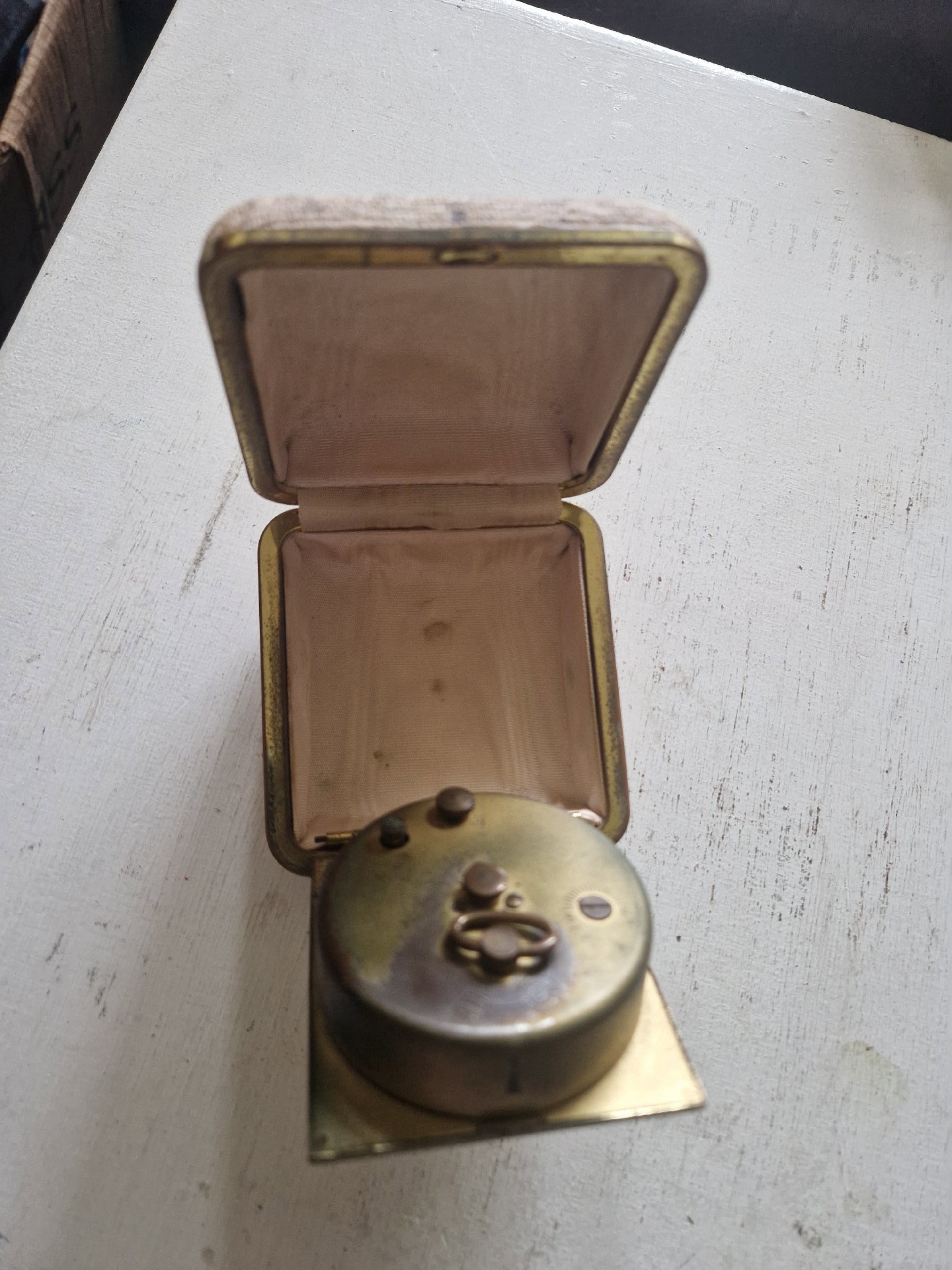 Brass travel alarm clock by Europa with mechanical jeweled movement, Europa, Small, Excellent condition — preloved on SilentSale®