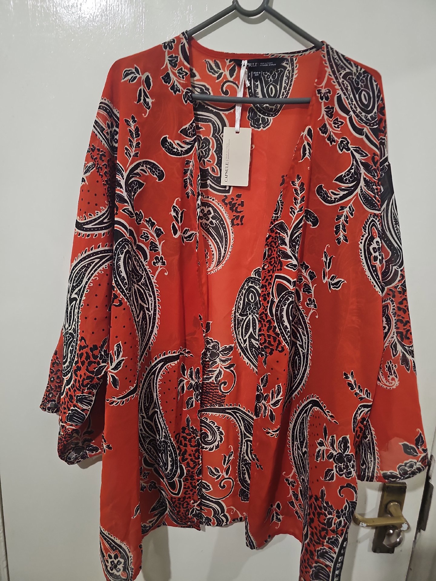 Capsule Orange Paisley Print Kimono Jacket, Capsule, L, New condition — preloved on SilentSale®