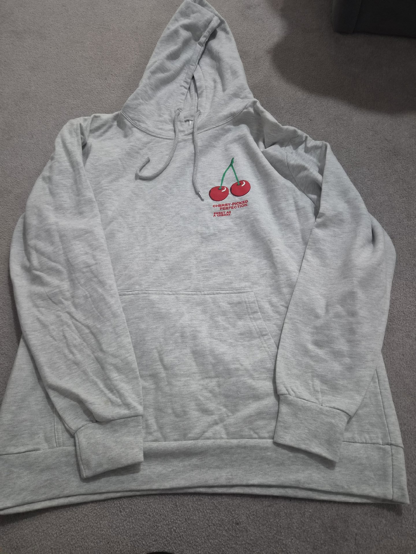 Cherry Print Grey Hoodie Sweatshirt XL, Unbranded, XL, Like New condition — preloved on SilentSale®
