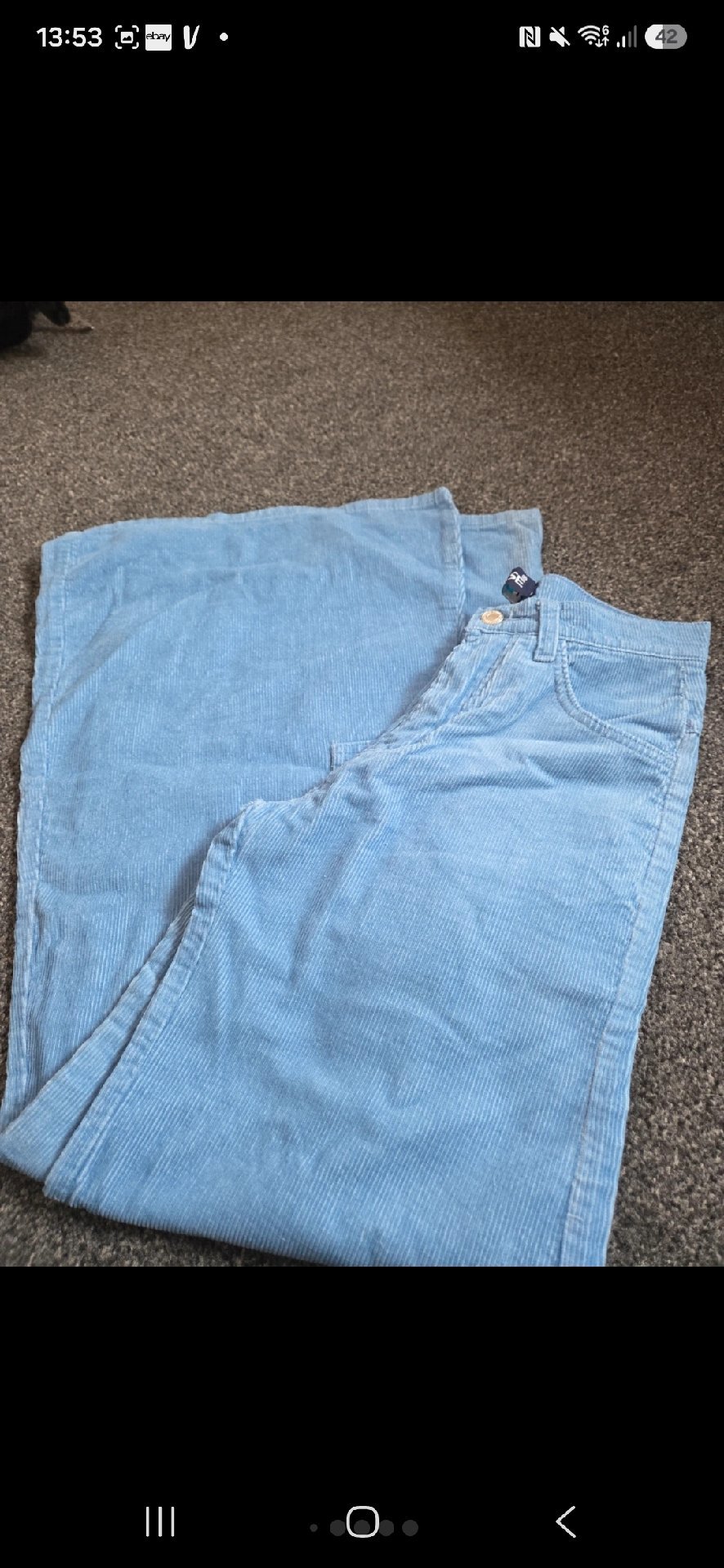 Sasson Light Blue Corduroy Wide Leg Trousers, Sasson, Waist 26 Length 32, New condition — preloved on SilentSale®