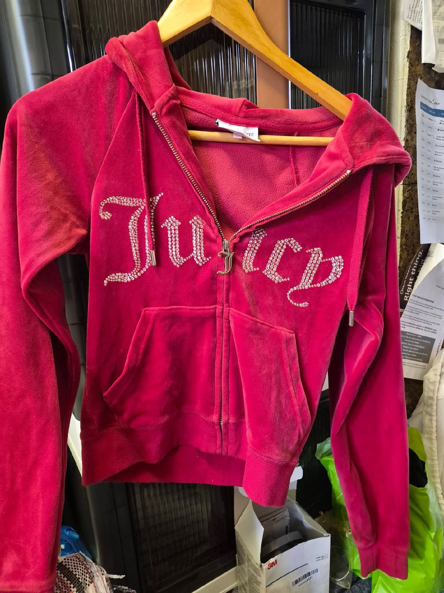 Juicy Couture Red Velour Zip-Up Hoodie – XXS, Juicy Couture, XXS, New condition — preloved on SilentSale®