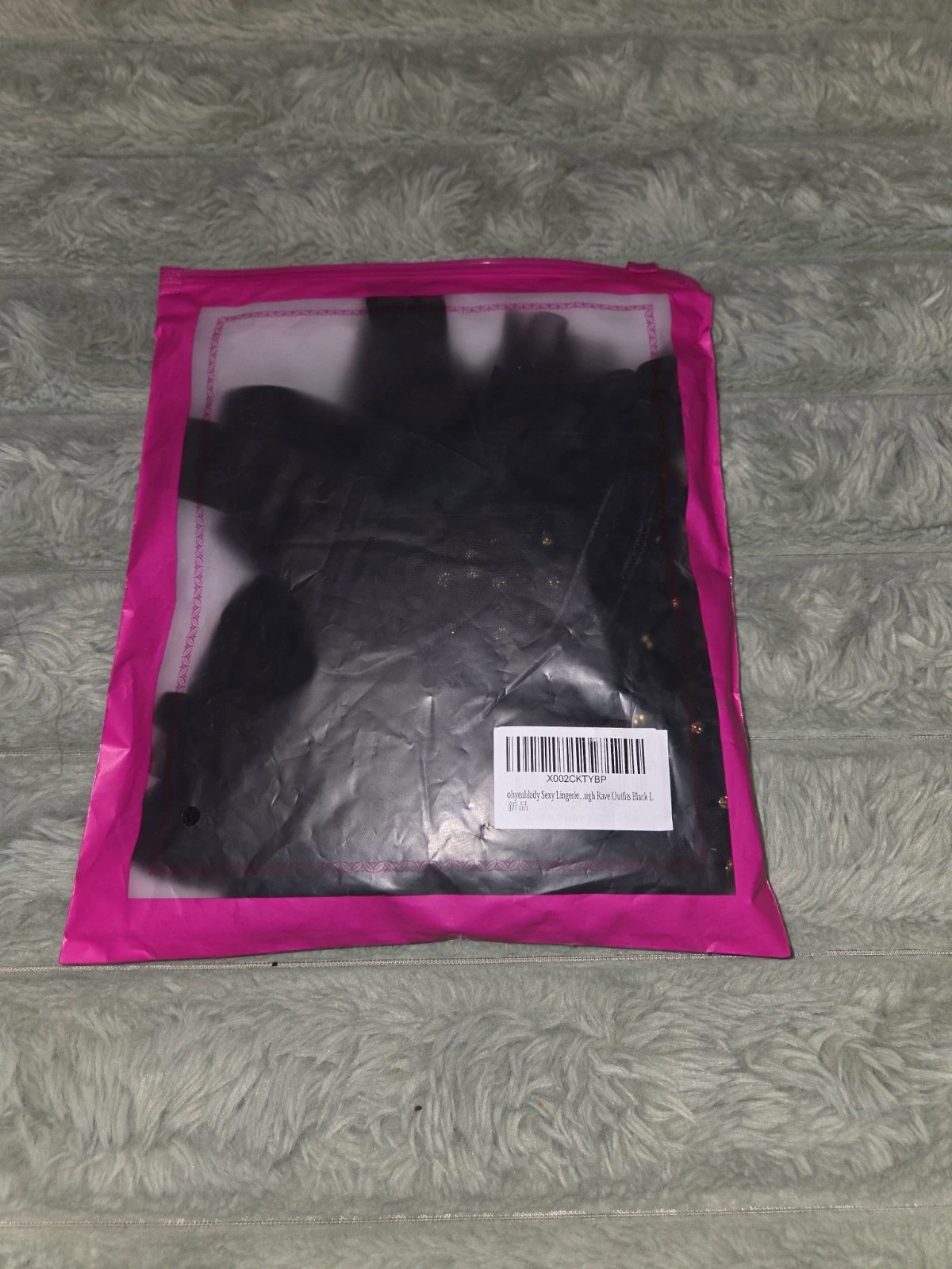 Black Flocked Mesh Halterneck Bodysuit Set with Belt & Gloves, Oh yeah, L, New condition — preloved on SilentSale®