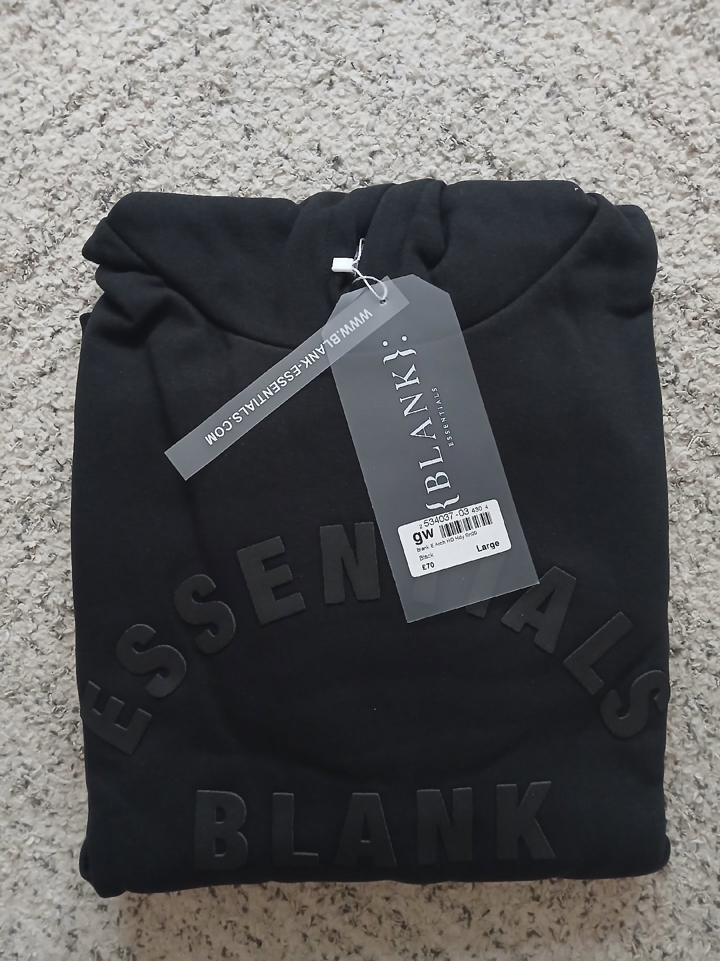 Blank Essentials Black Hoodie Large, Blank Essentials, L, New condition — preloved on SilentSale®