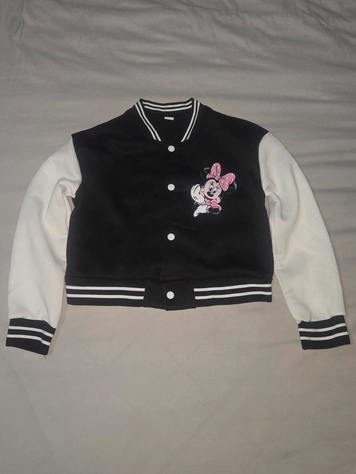 Minnie Mouse Black & White Varsity Jacket – 9–10 Years, Disney, 9 years, New condition — preloved on SilentSale®