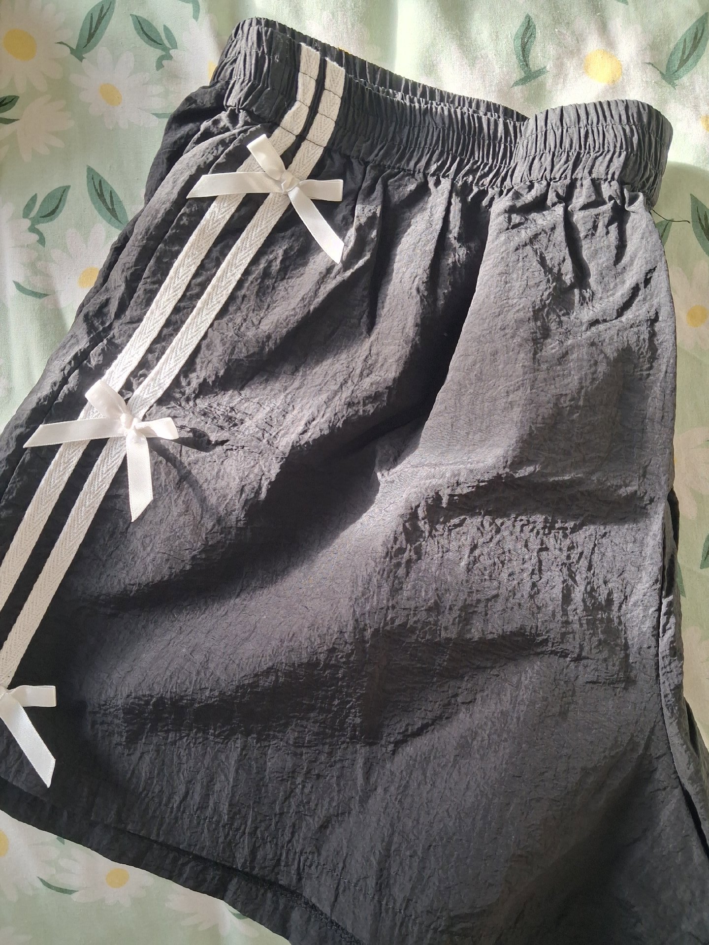 Black Shorts with White Bow and Stripe Detail, Shein, 22, Good condition — preloved on SilentSale®