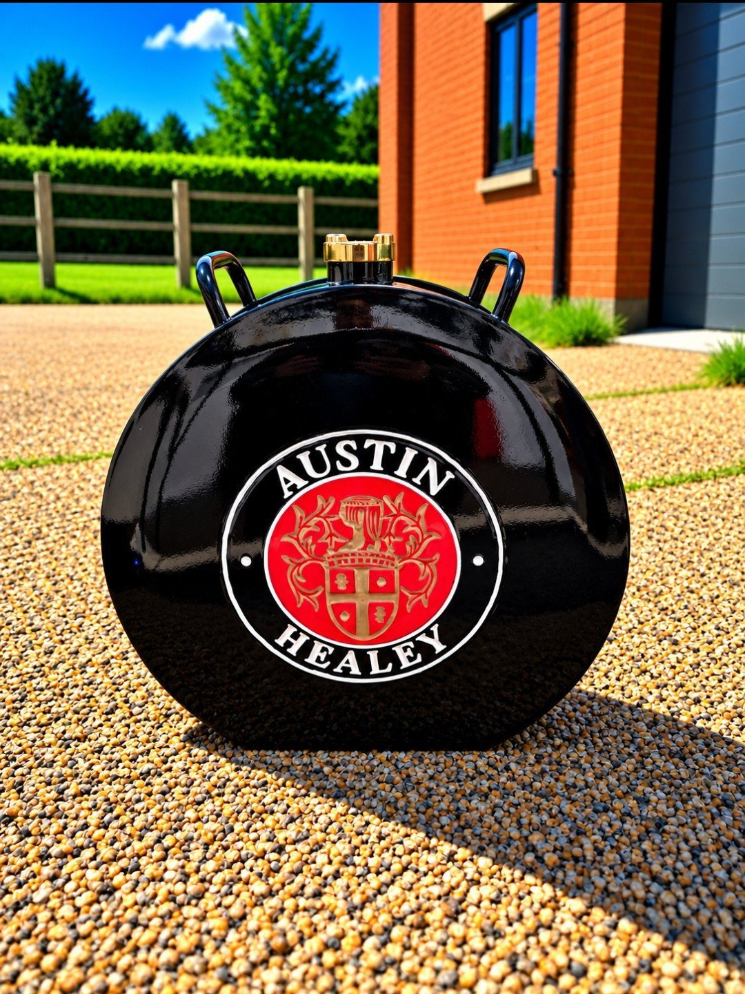 New Reproduction Round Austin Healey Metal Petrol Can – Garage, Mancave Decor, Austin Healey, Large, New condition — preloved on SilentSale®