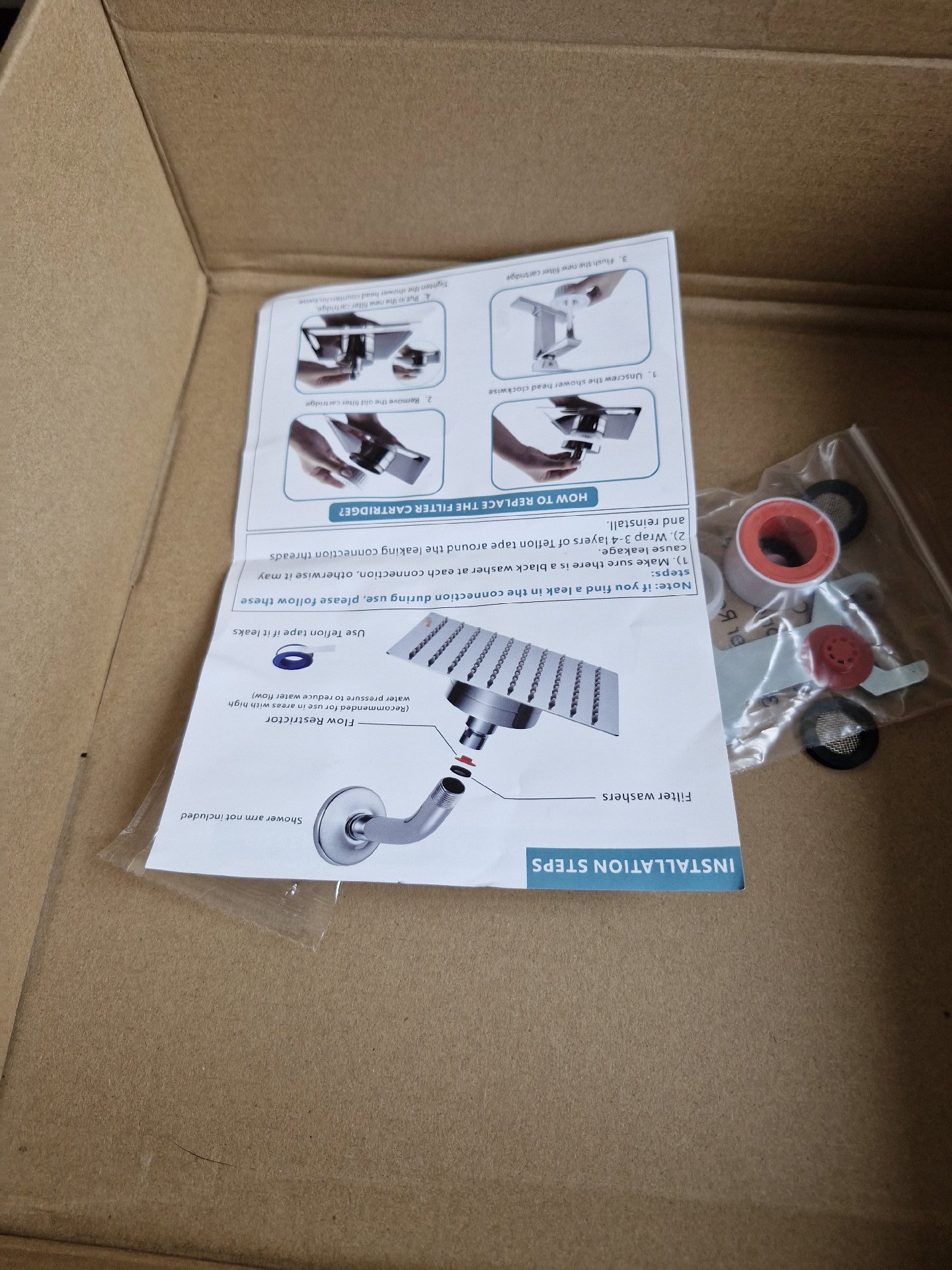 Square Stainless Steel Shower Head with Installation Kit, Voolan, One Size, New condition — preloved on SilentSale®