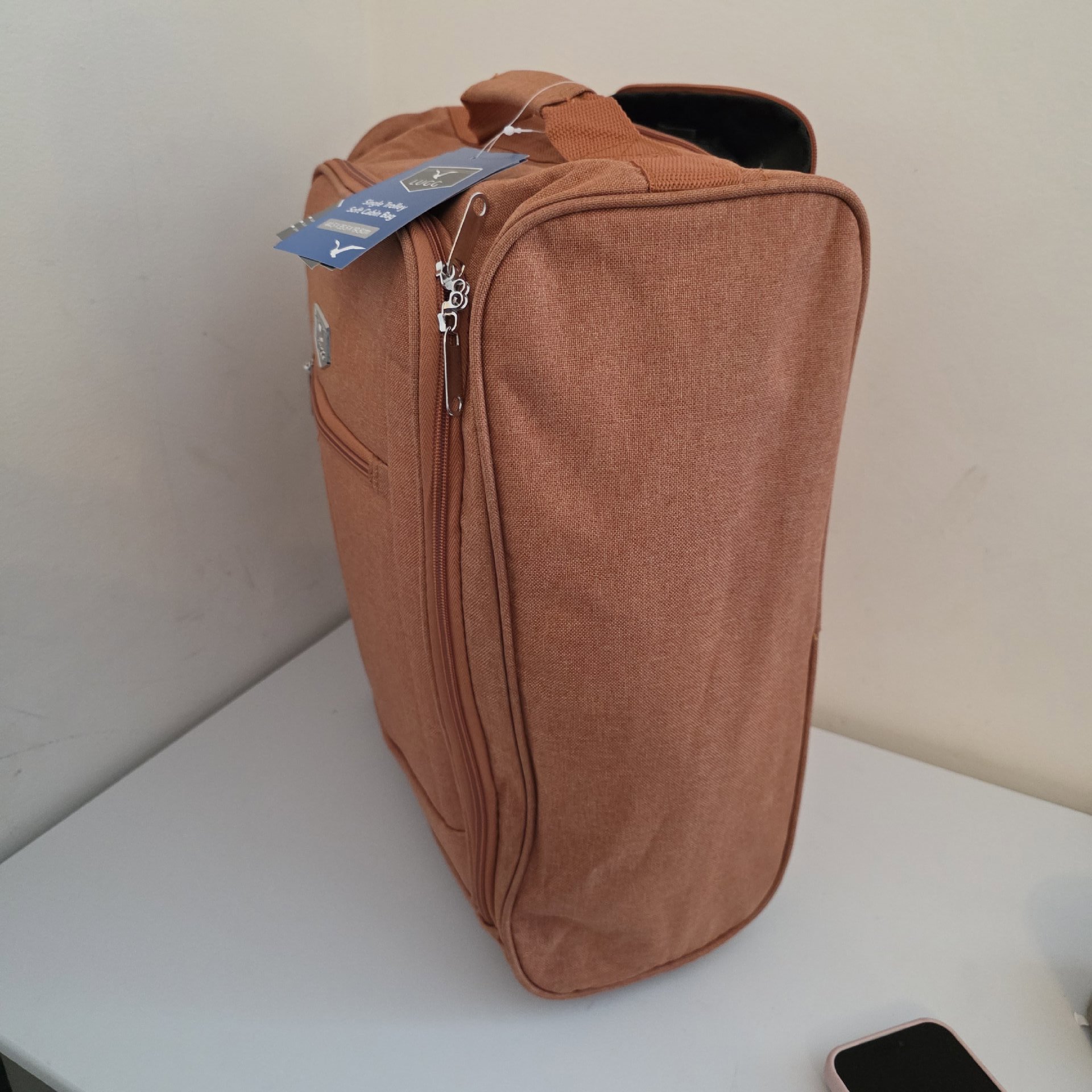 Lugg Brown Soft Fabric Travel Bag with Front Pocket, Lugg, Medium, New condition — preloved on SilentSale®