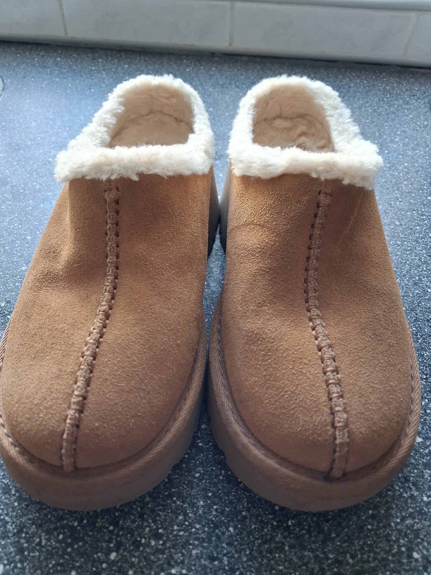 UGG Brown Suede Sheepskin Lined Slippers, UGG, 5, Like New condition — preloved on SilentSale®