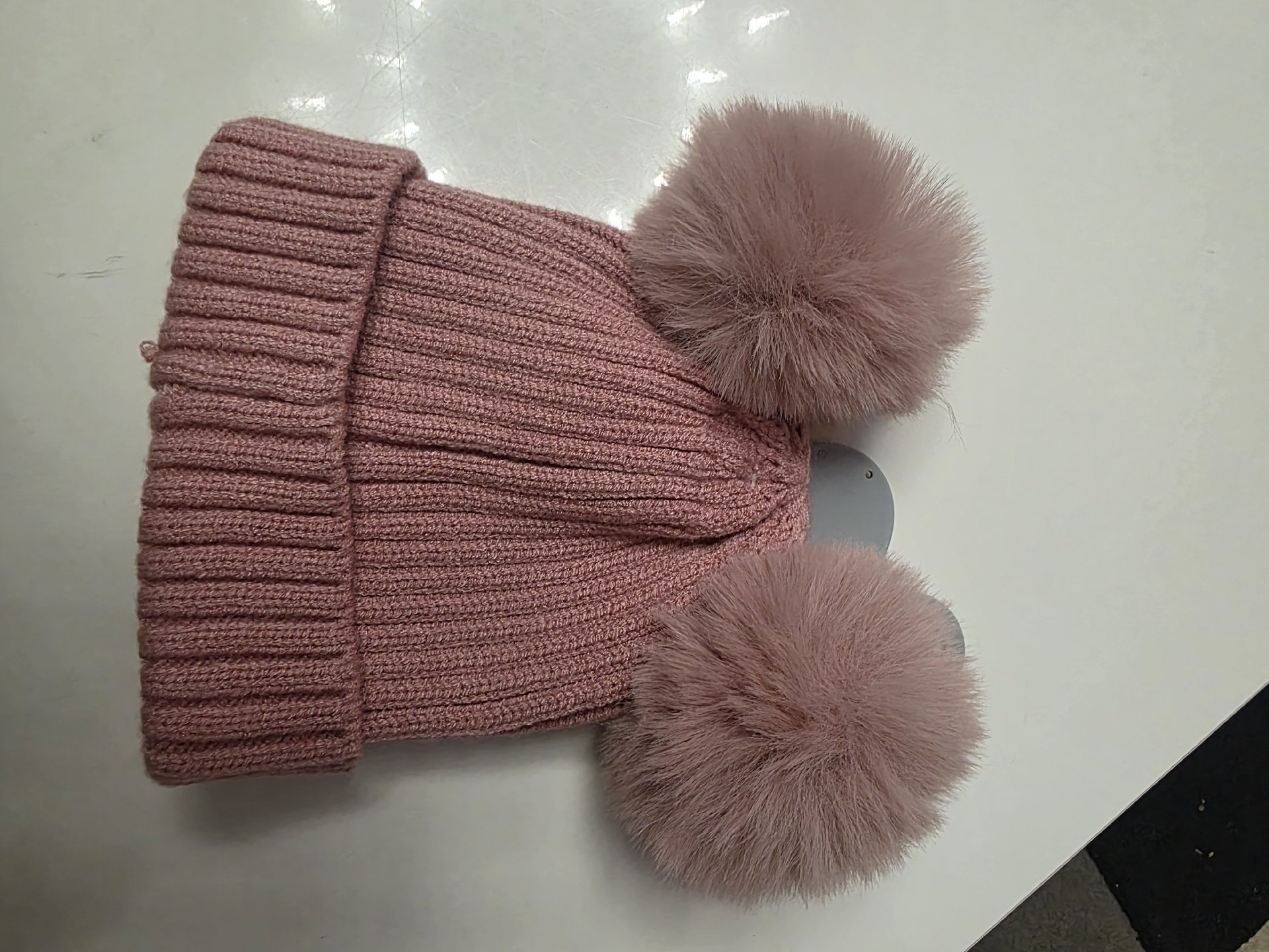 Baby Pink Double Pom-Pom Knit Beanie (0-3 Months), Baby, 0-3M, New condition — preloved on SilentSale®