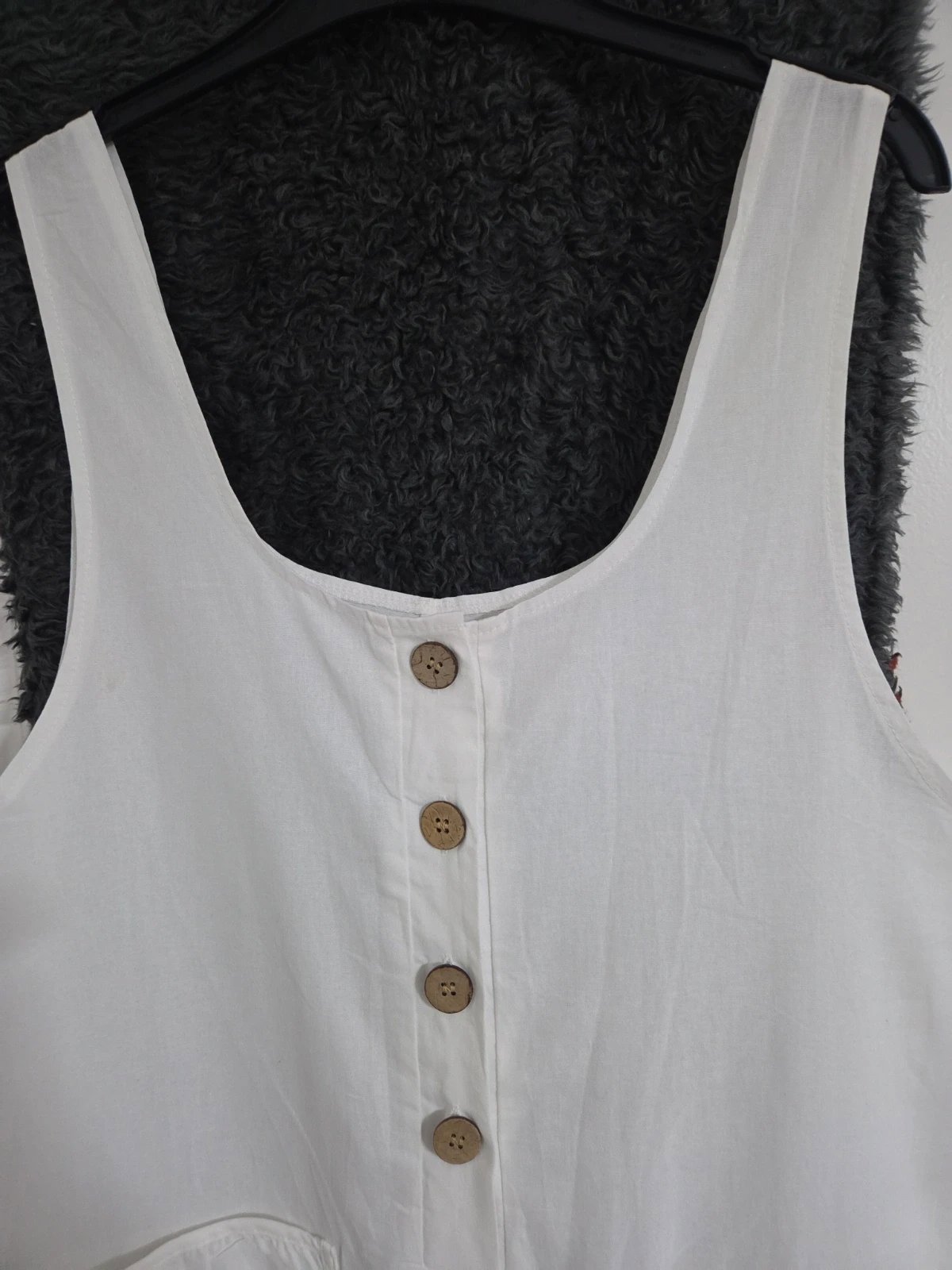 White Linen Blend Button Front Wide Leg Jumpsuit, Amazon, S / UK 8-10, New condition — preloved on SilentSale®