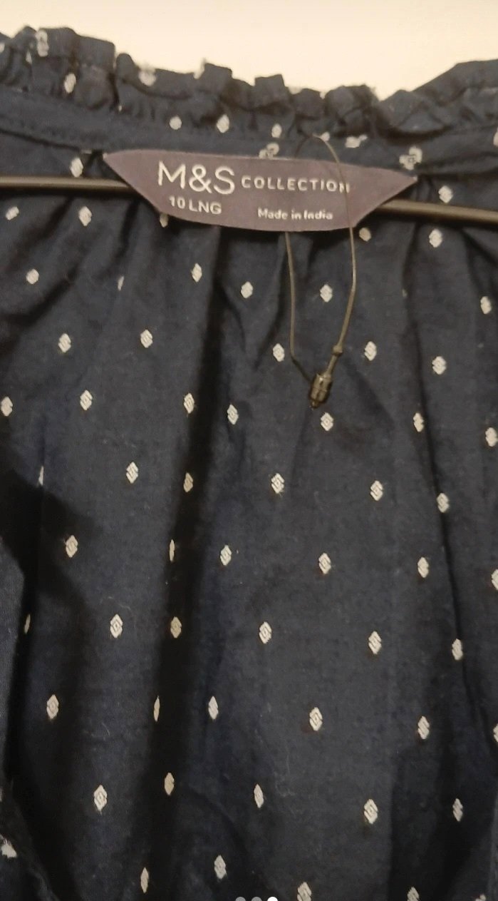 M&S Collection Navy Patterned Midi Dress – Size 10, M&S Collection, 10, Excellent condition — preloved on SilentSale®