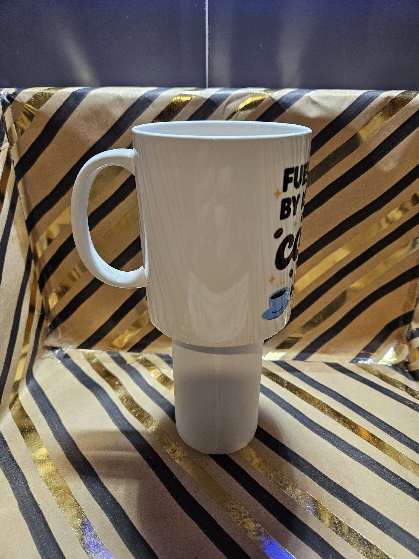White Ceramic Coffee Mug with 'Fueled by Iced Coffee & Anxiety' Print, Unbranded, One Size, New condition — preloved on SilentSale®