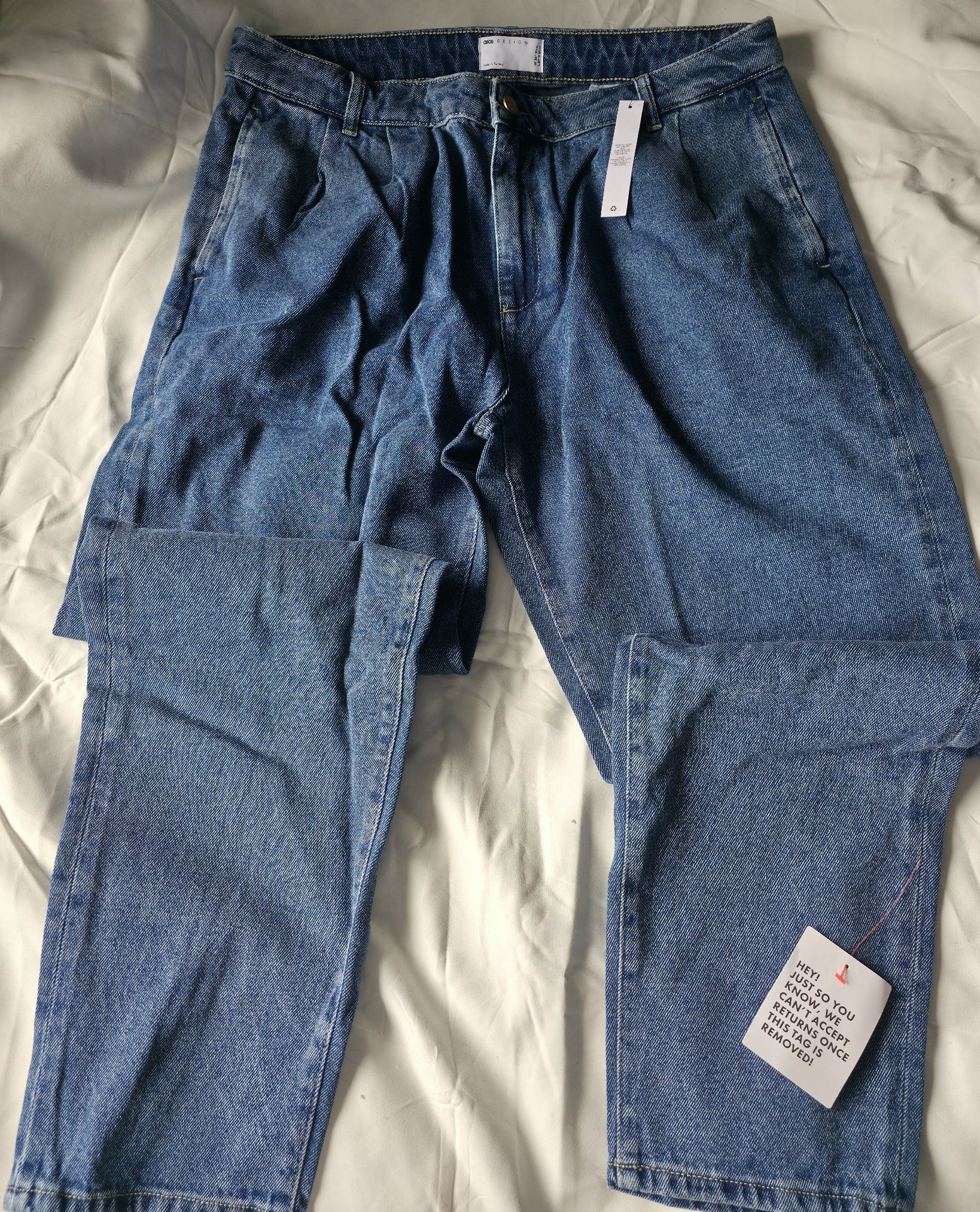  Waist 36" double Pleat Jean asos design , ASOS Design, W36 L32, New condition — preloved on SilentSale®